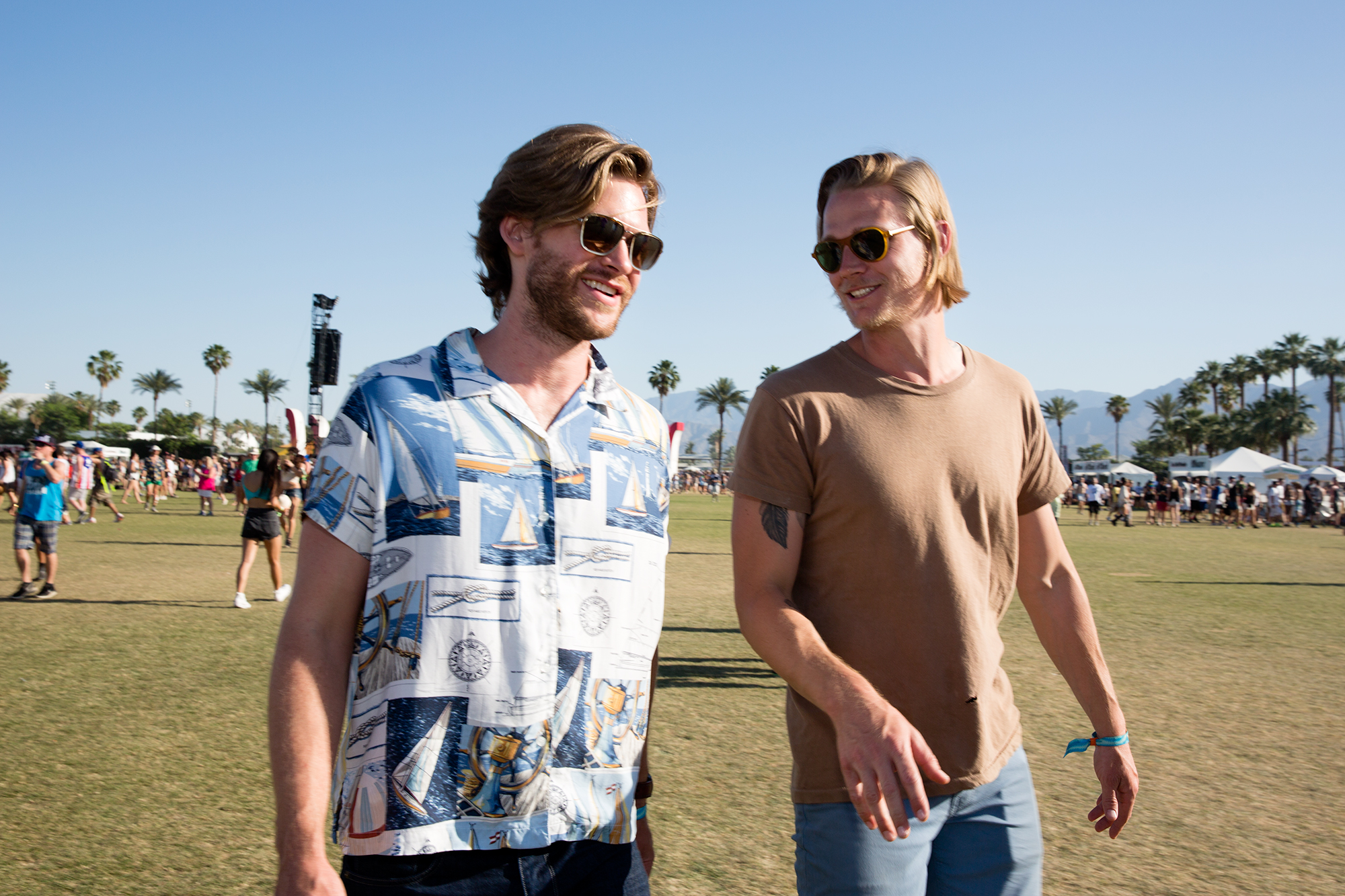 Originally published by The Wall Street Journal, as part of their story ‘ Behind the Scenes at Coachella With Jamestown Revival.’ Jamestown Revival’s Jonathan Clay and Zach Chance walk to the artist compound on April 18, 2015. Mr. Clay and Mr. C