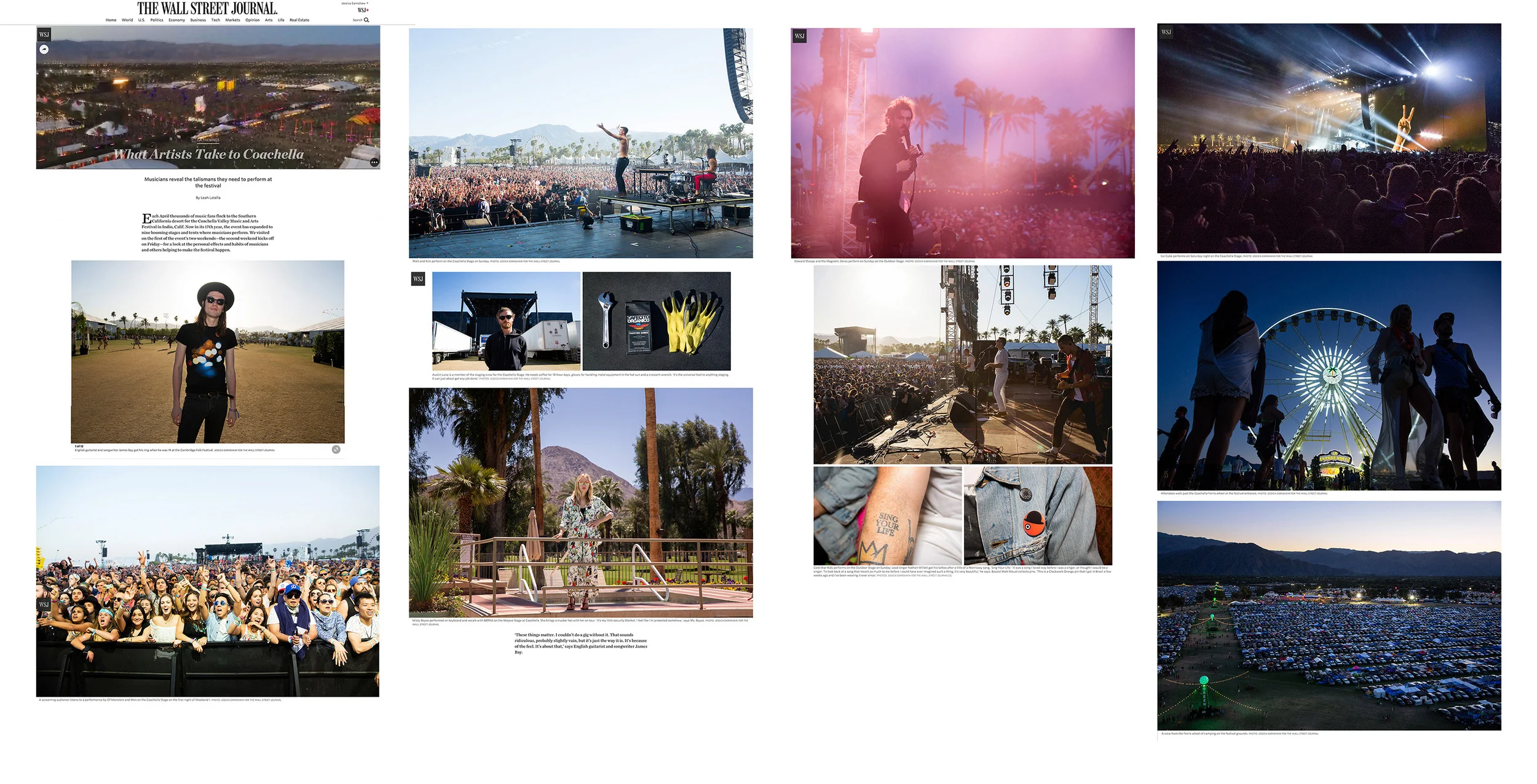 The Wall Street Journal, What Artists Take To Coachella, April 23, 2016