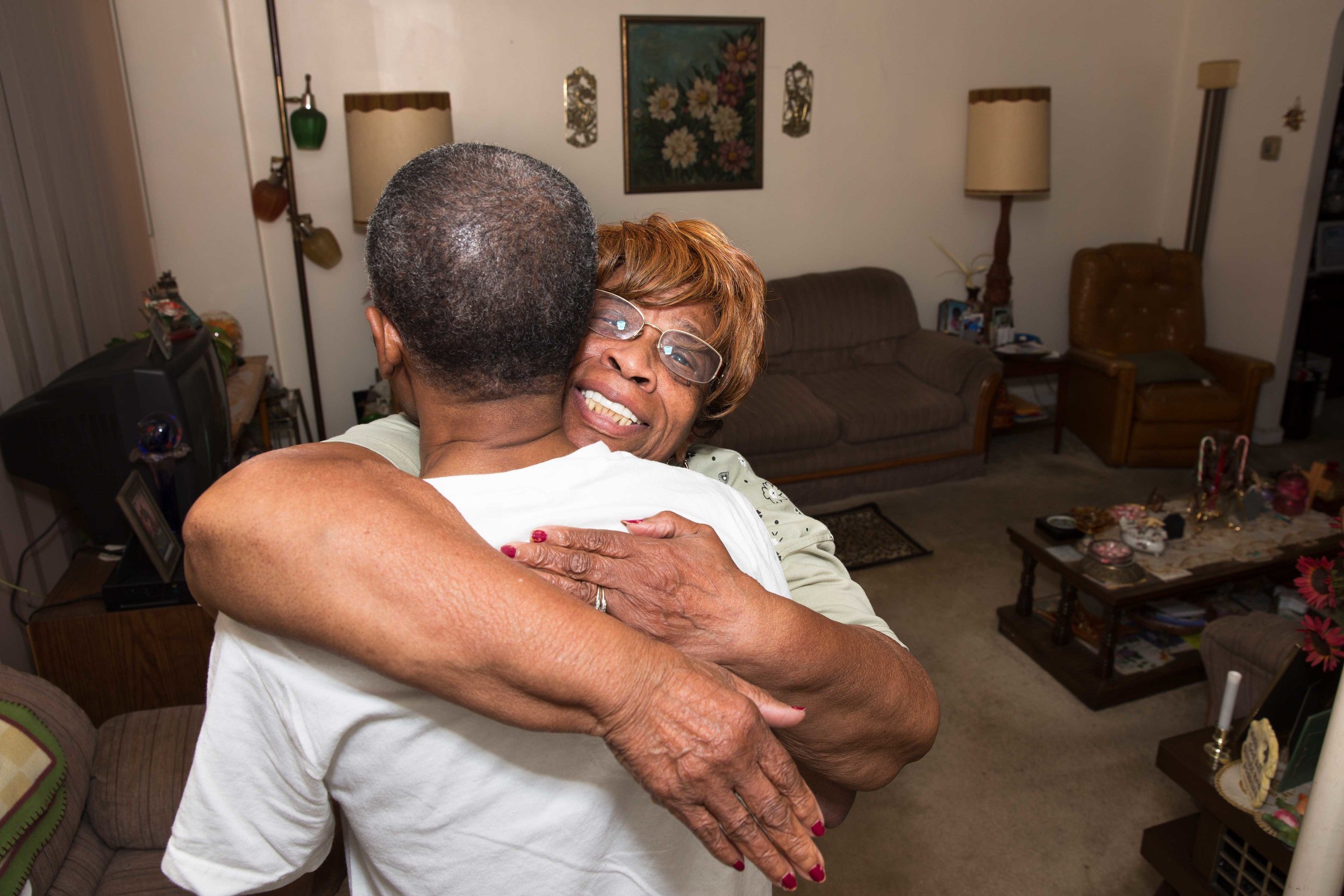 Willie Mae and Ronald reunite in Philadelphia after his release. Willie Mae said that when she found out he was coming home, only a week prior to this moment, she thanked the Lord for answering her prayers. Her greatest fear was she’d pass away and