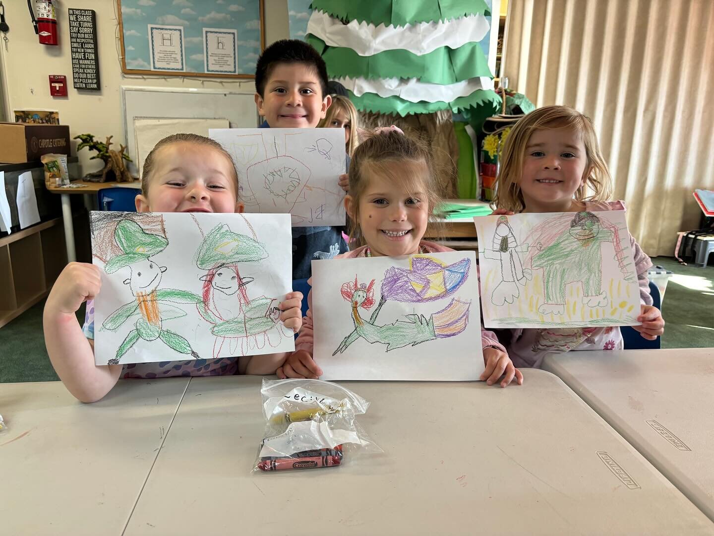 Today, Mr Miguel read a book about leprechauns and had his class draw what they think a leprechaun looks like. This is what they came up with!