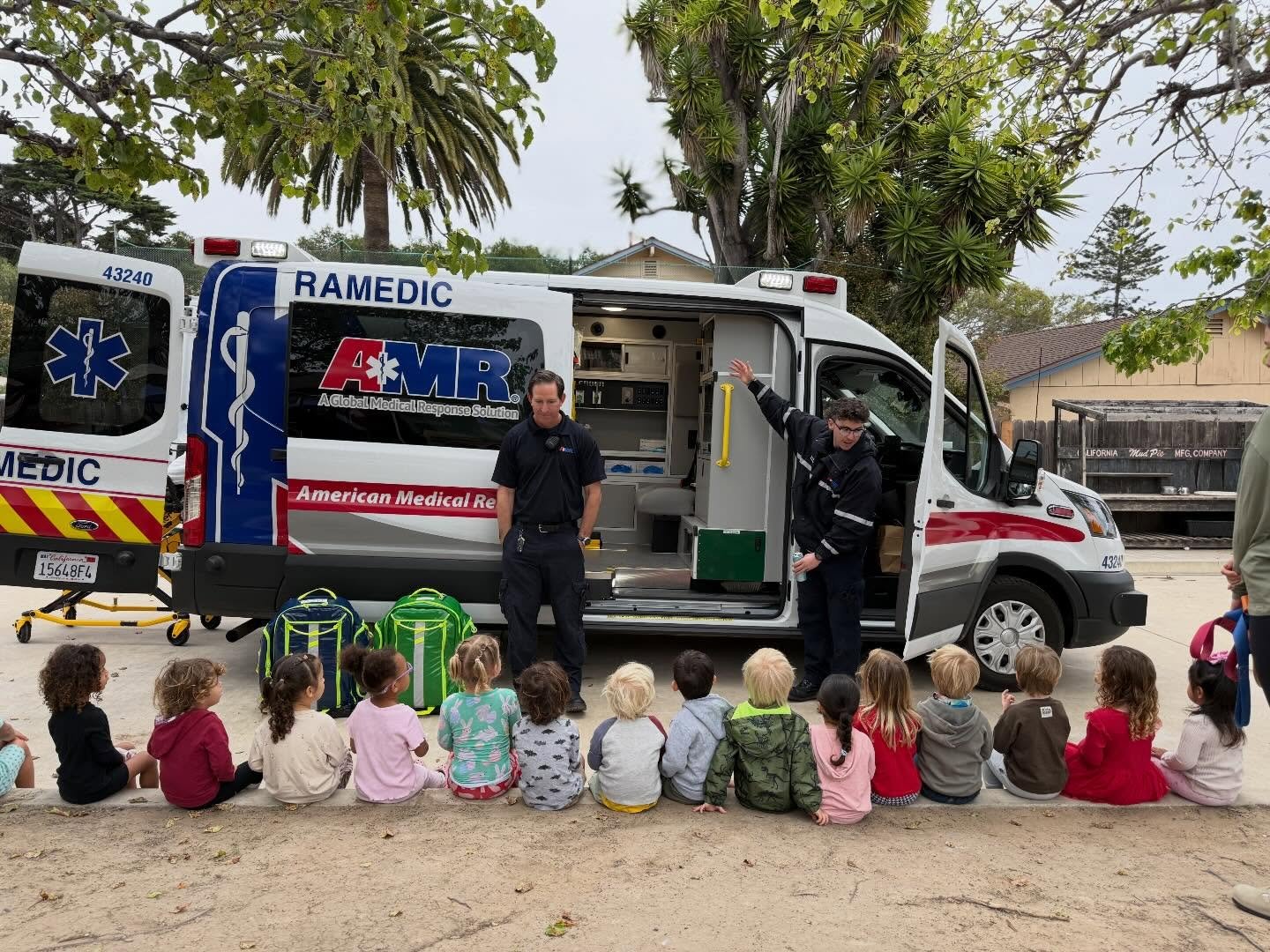 Today we got to learn about what an ambulance is used for and what paramedics and EMTs do! We got to explore the gurney, medical backpacks, and even go inside the ambulance.