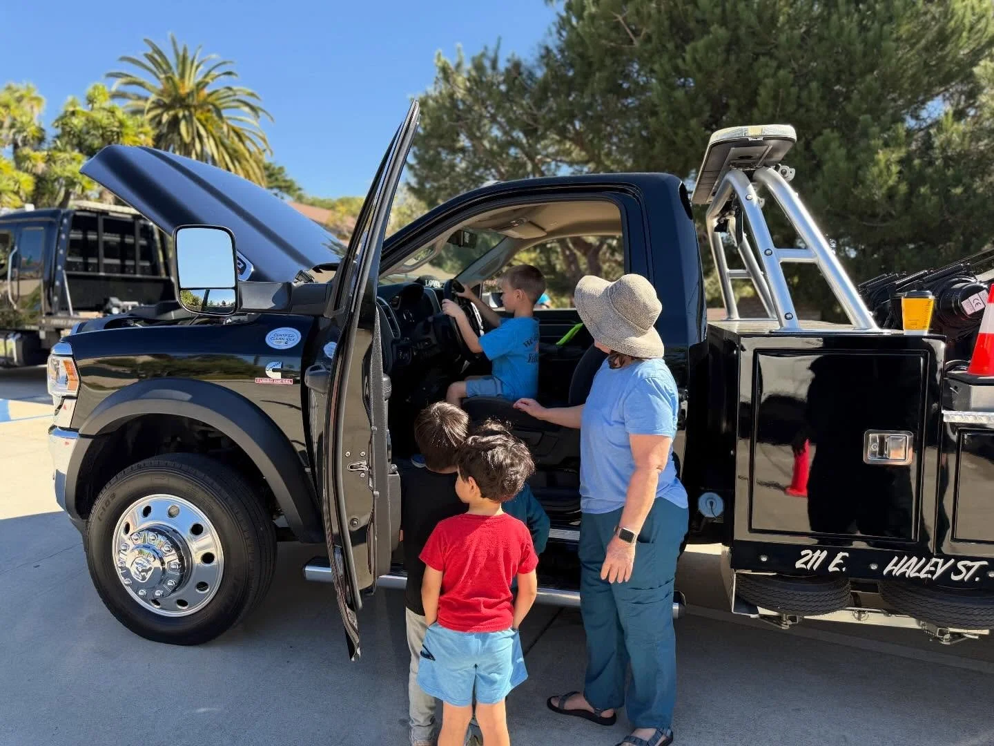 Today, Love&rsquo;s Towing brought a flatbed and a wrecker tow truck for us to explore. We got to learn about what they do and see all their different parts.