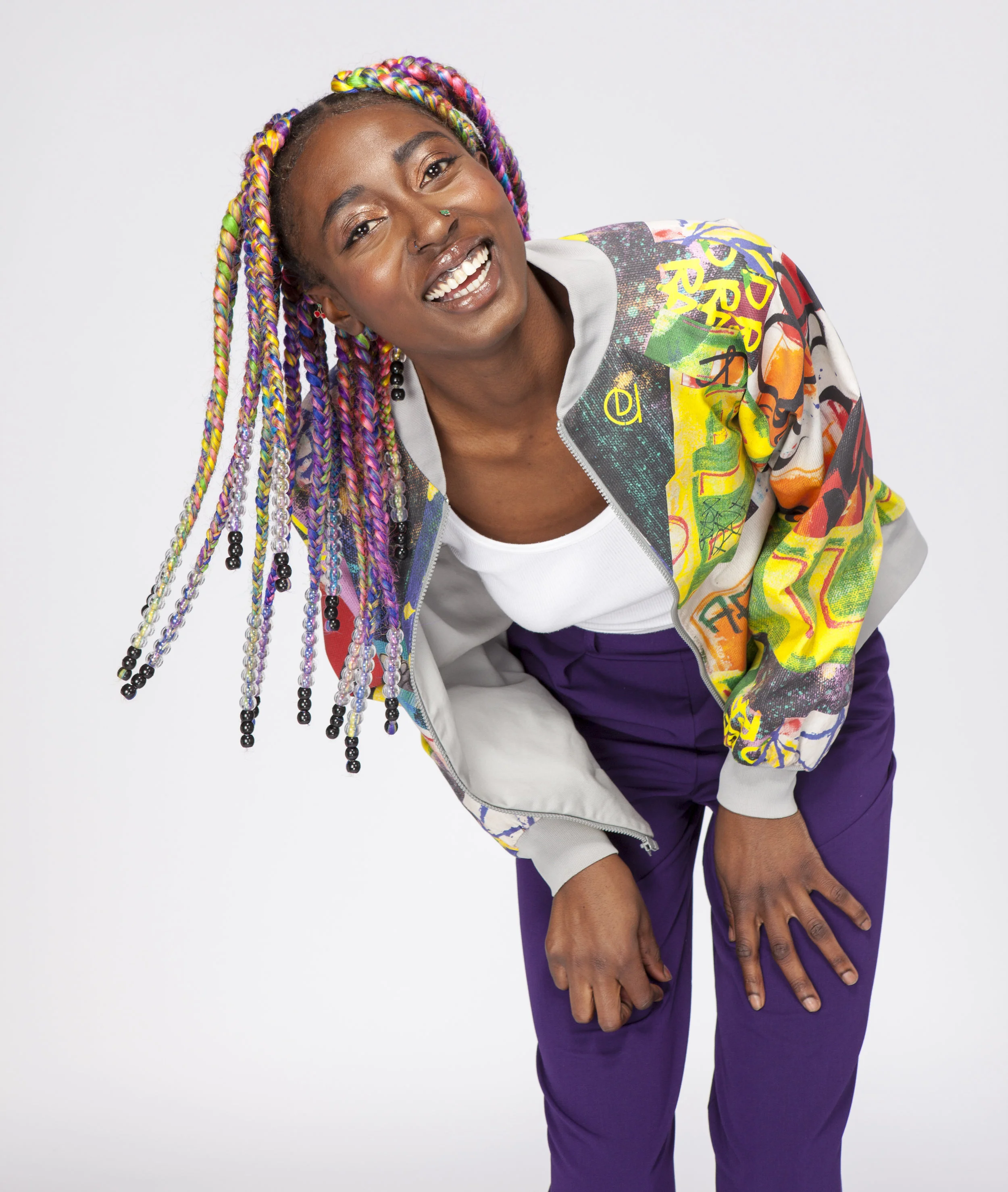 Precious, enjoying our Graffiti bomber co-designed with RAD Eyewear and Corey O. And expressing herself :)
