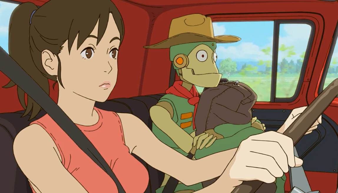 A perverted robot hitchhikes cross-country with an attractive woman in hope...