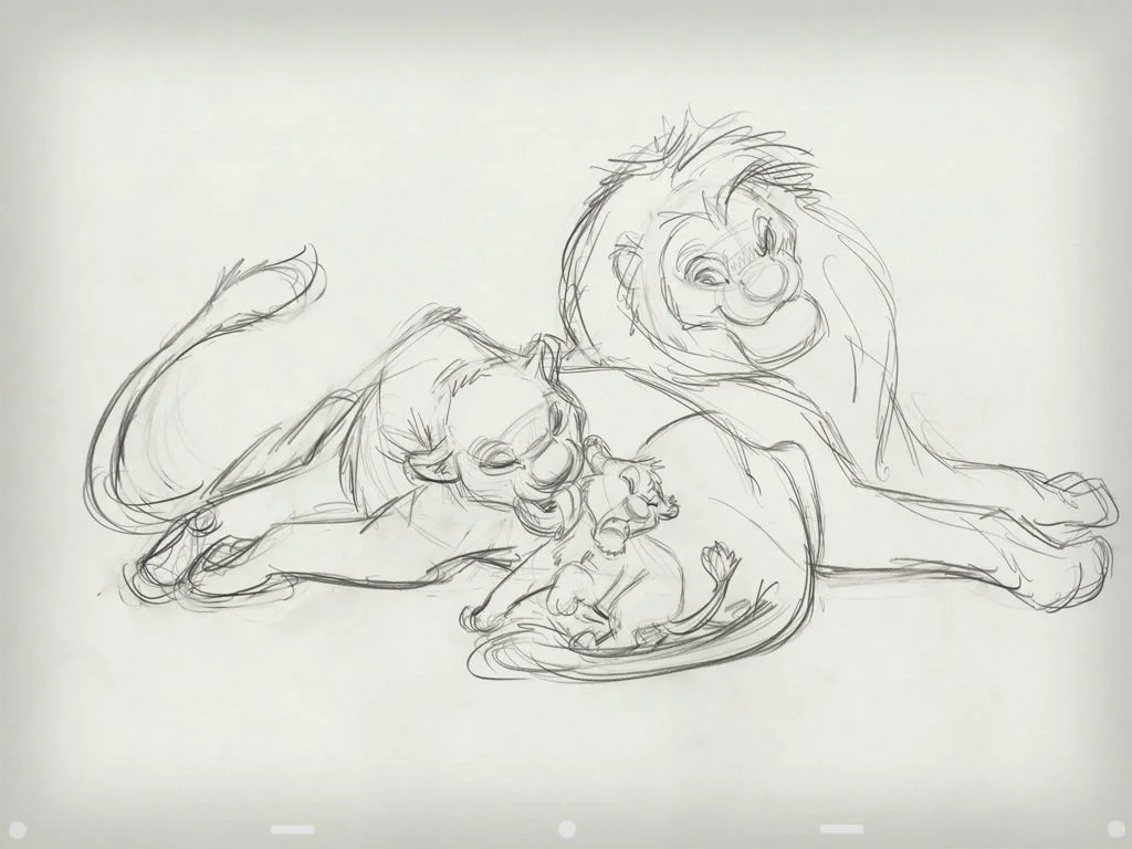 Эскиз тату симба и нала