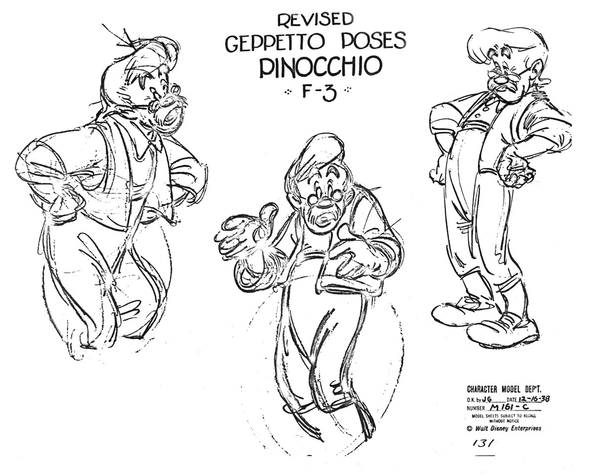 Pinocchio  Gepetto Model Sheets  Disney drawings Animation sketches  Disney artists