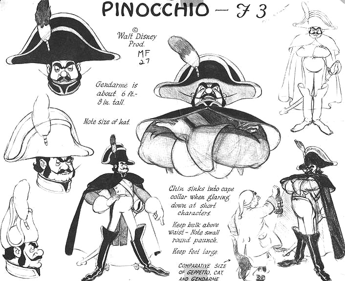 Original Paste-up Model Drawing of Gepetto from Pinocchio | Character  design disney, Disney art style, Disney concept art