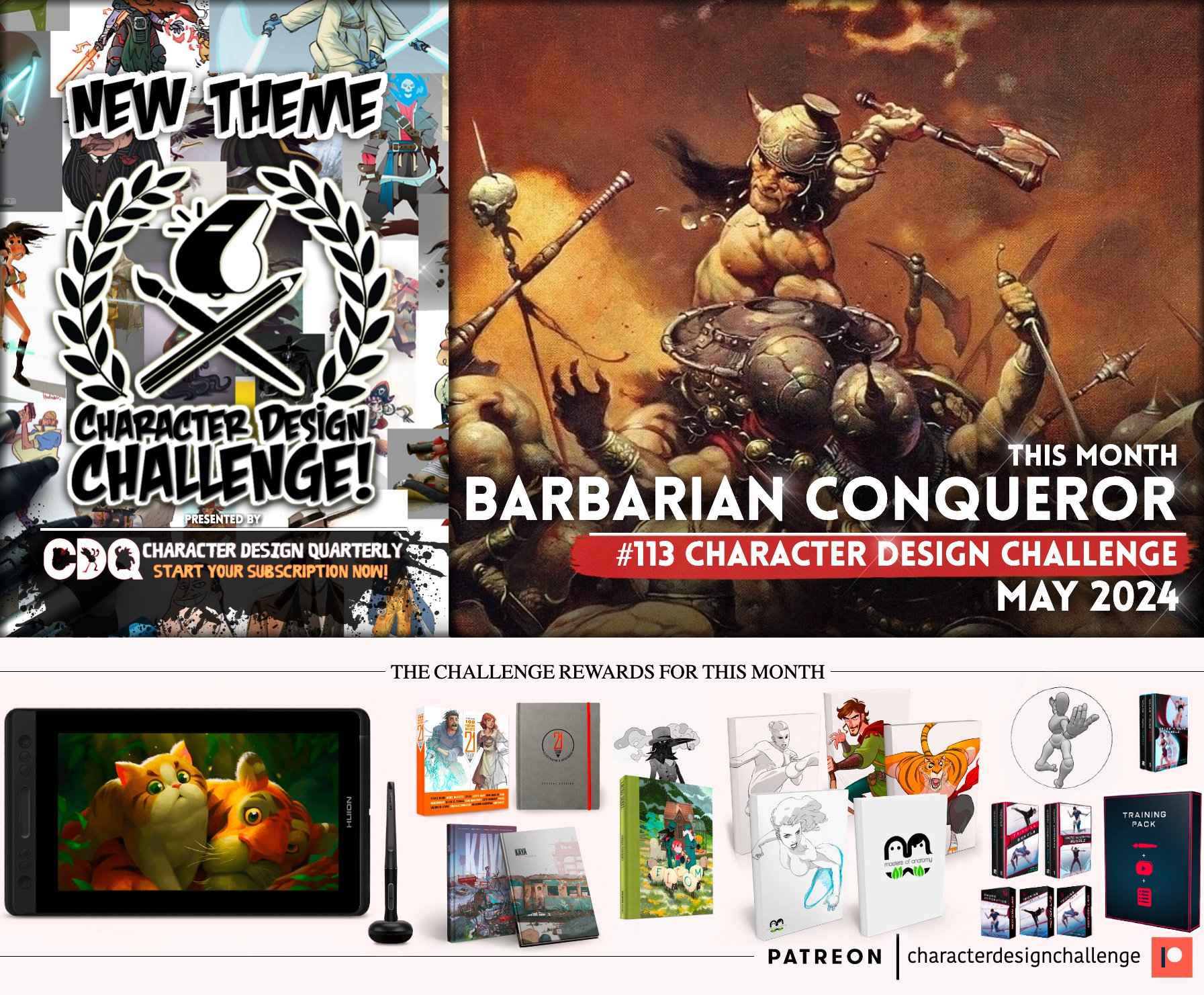 The new Theme of the Month for the #CDChallenge is #BarbarianConqueror! - Use both hashtags, and tag our IG page in your post ( @characterdesignchallenge ) to register your participation! OR join our Facebook Group to upload your work directly, share