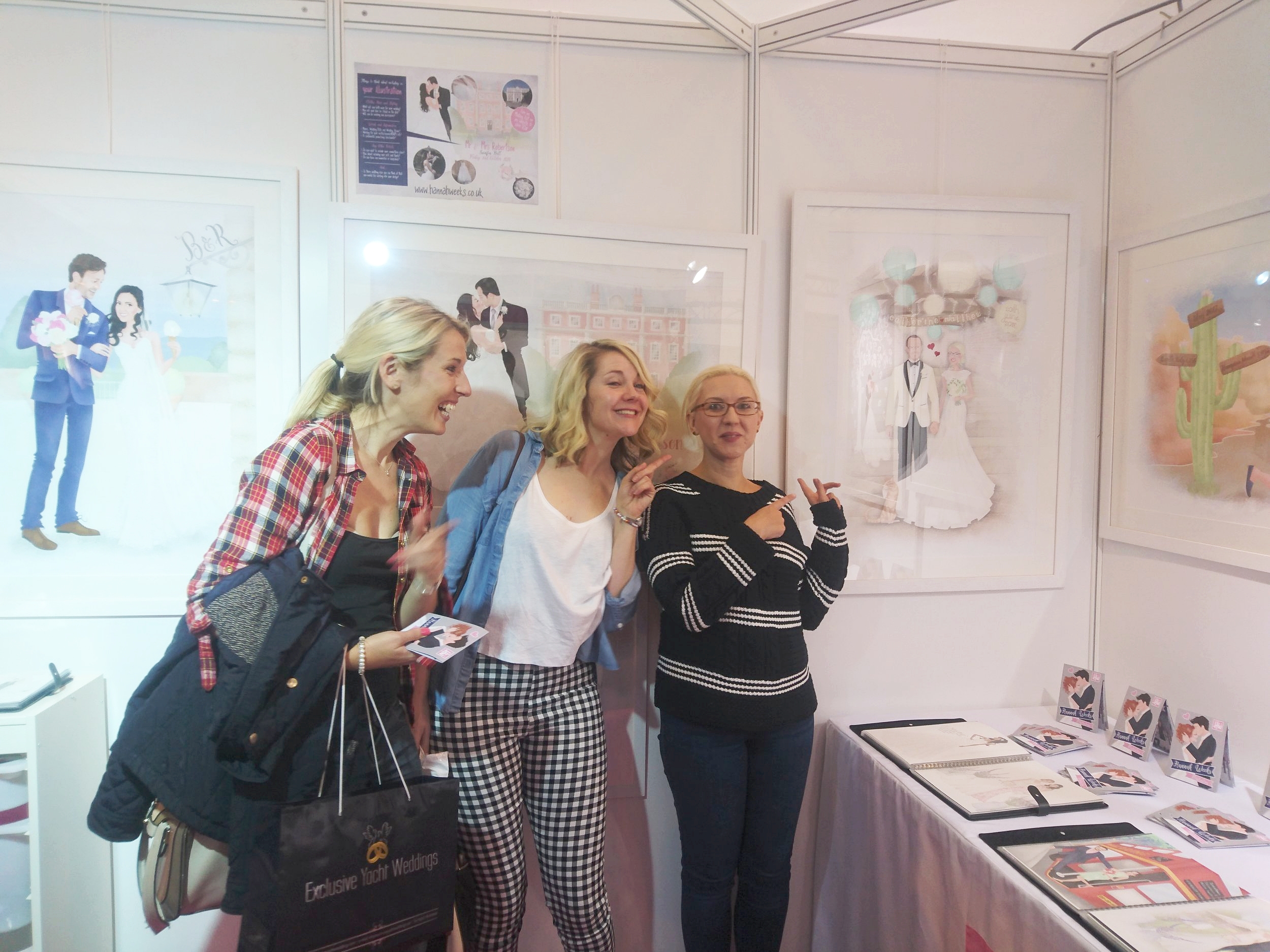 One of my lovely customers, Catherine, standing next to her portrait to show the likeness!