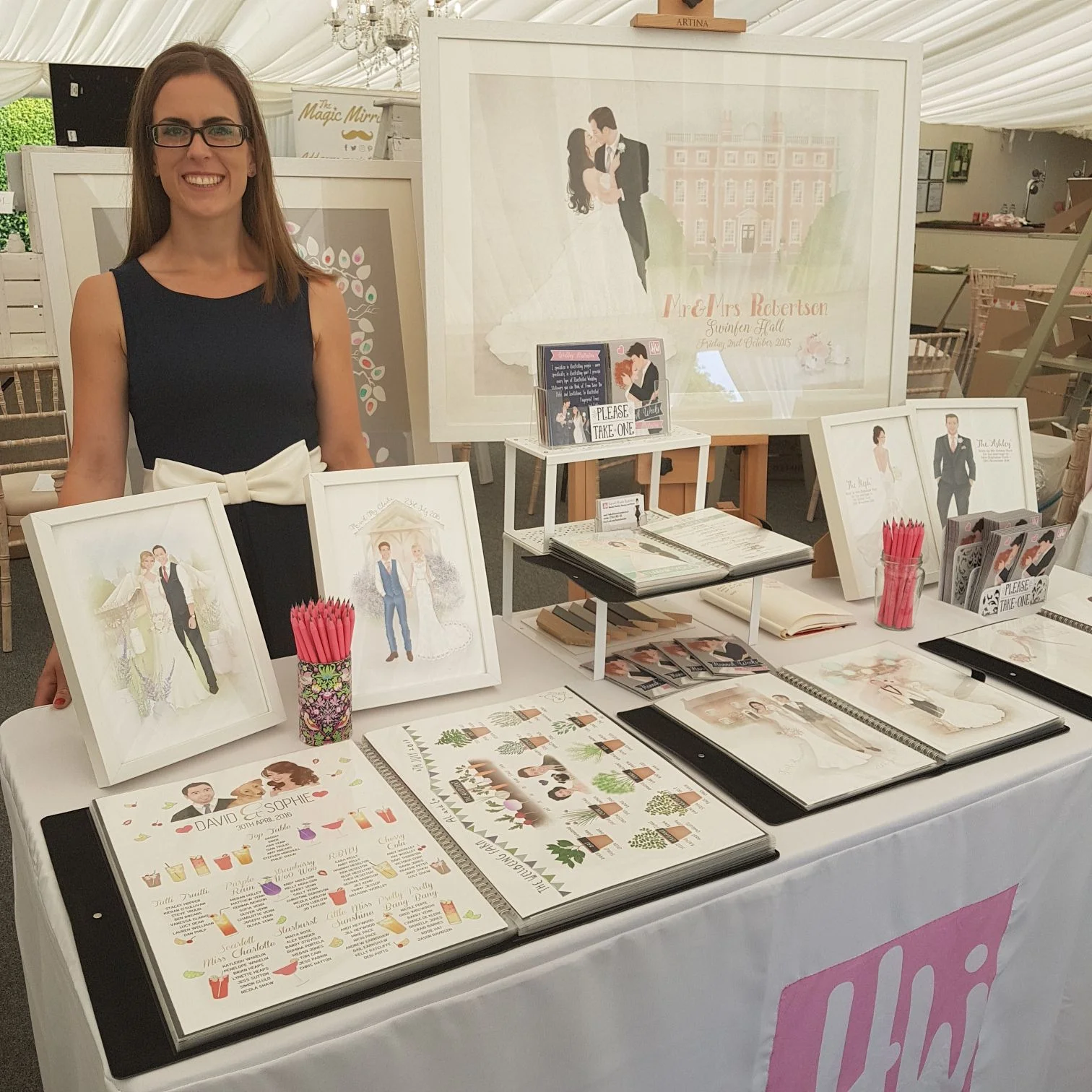 Ready to go – armed with portfolio books and pots of pink pencils!