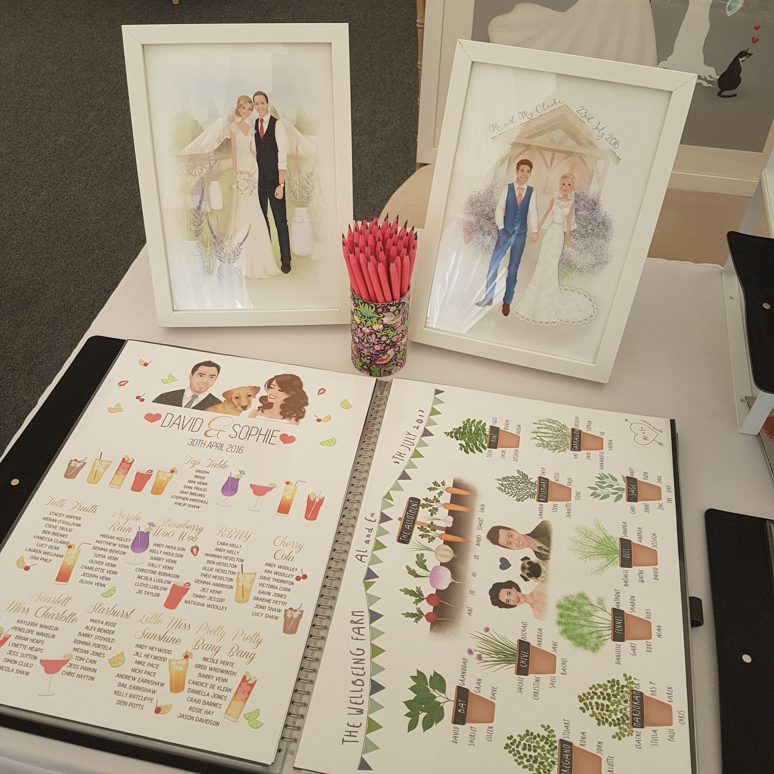 Two Table Plans I have created for my customers - cocktail and allotment themed!