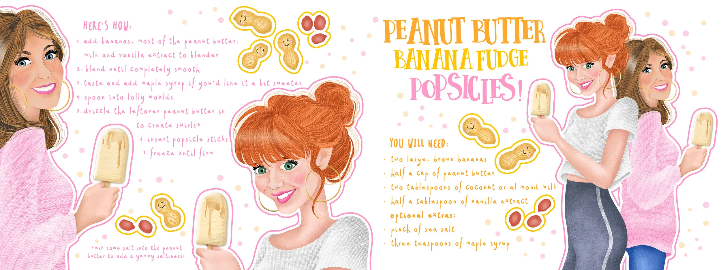These are my competition entries for TDAC’s “Illustrated Recipe Competition”, they ran in October 2018, in collaboration with Peanut Butter Lovers .