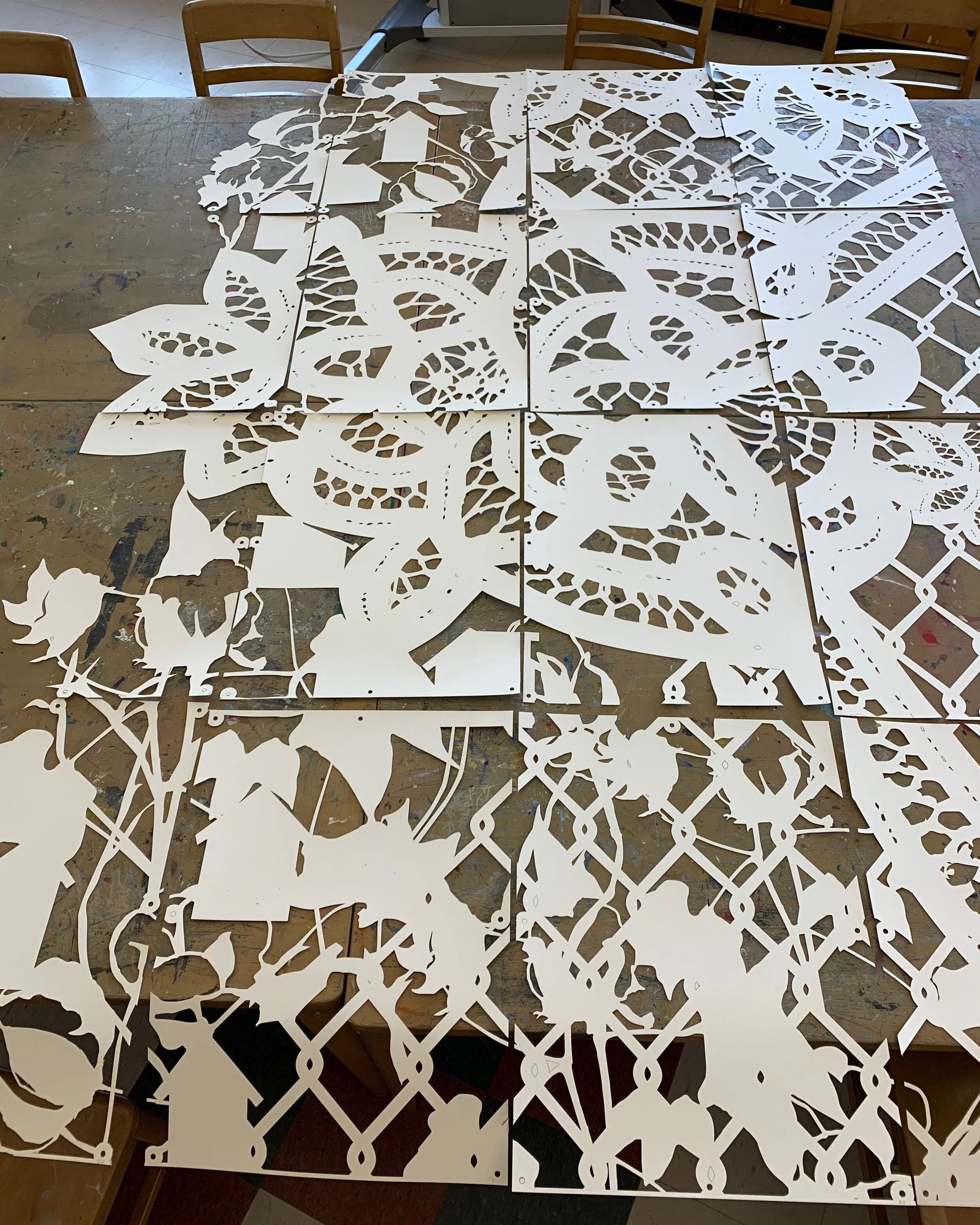 The panels&nbsp;are numbered and lettered to help keep track of placement.