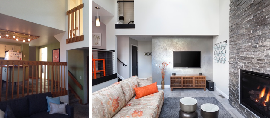 family room before. family room after.