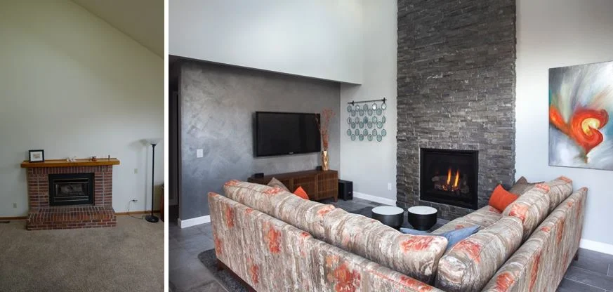 family room before. family room after.