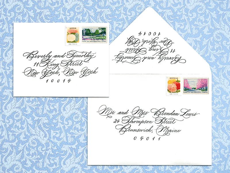 Envelop addressing Outer envelope $4 per envelope, return address $3 per envelope - Please contact me for details