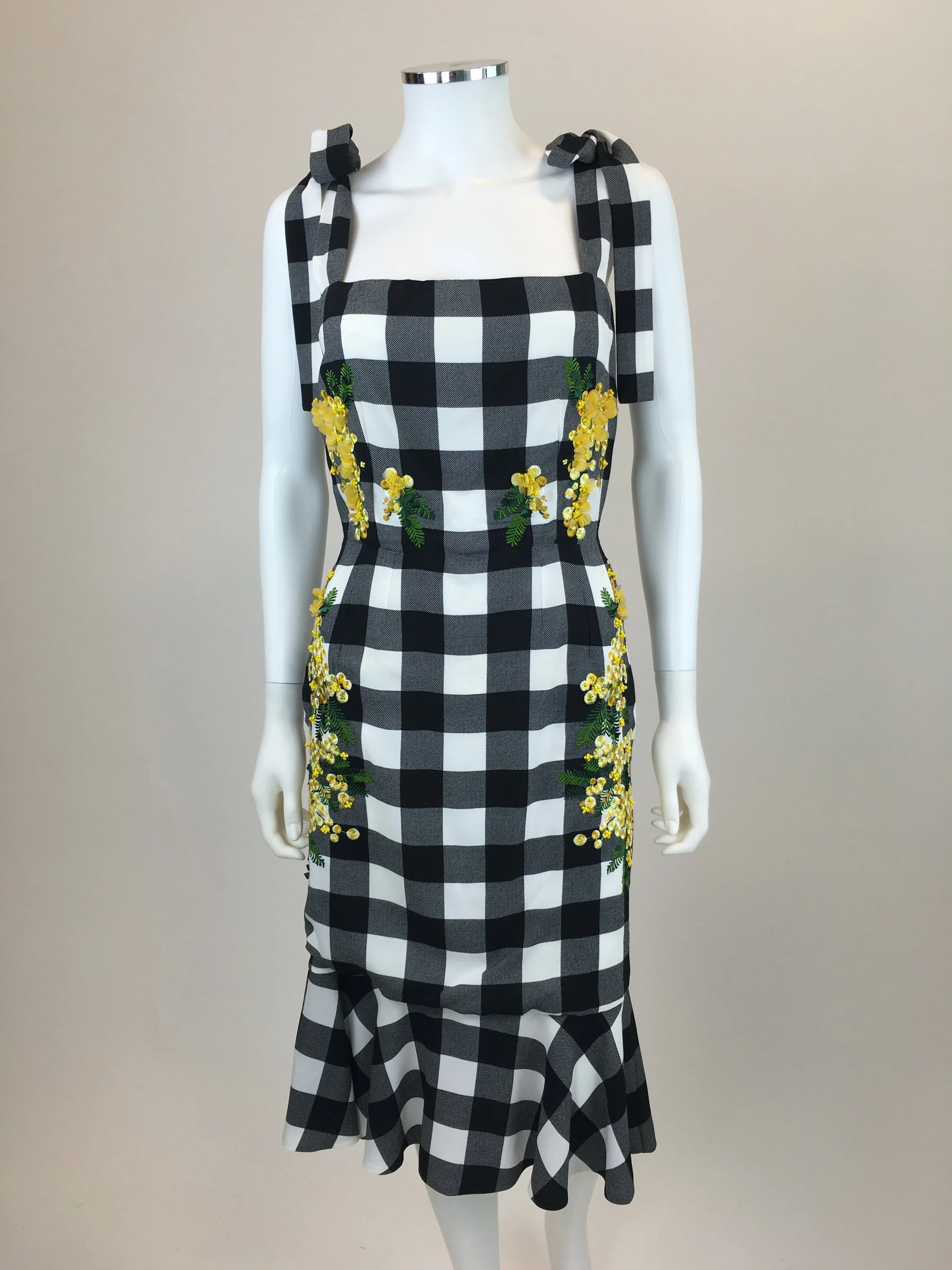 black dress with yellow flowers