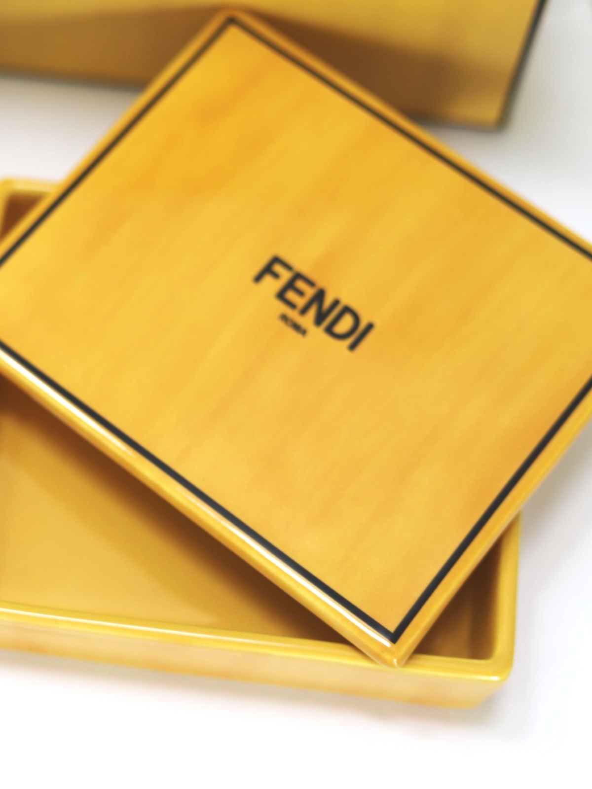 Fendi Yellow and Black Porcelain Box 