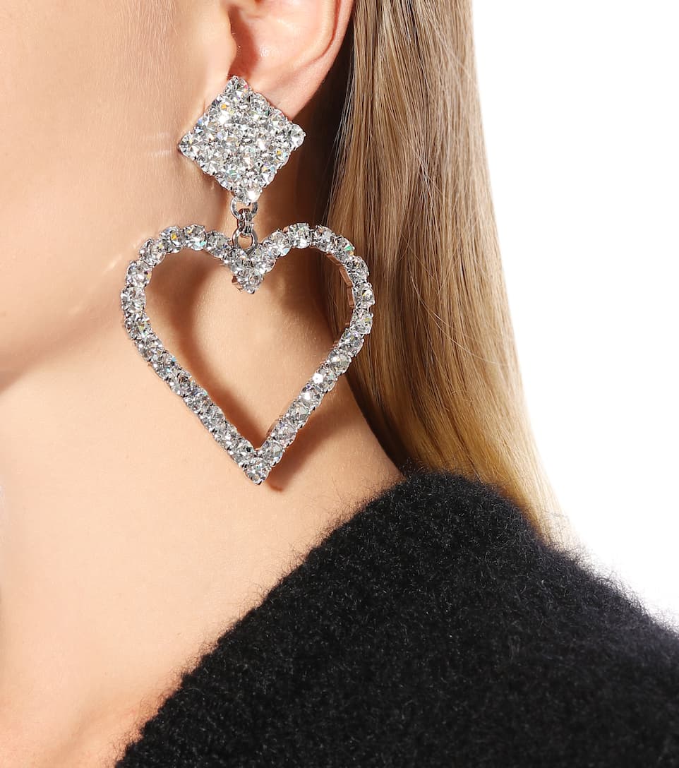 Alessandra Rich Crystal Heart Clip On Earrings — The Posh Pop-Up