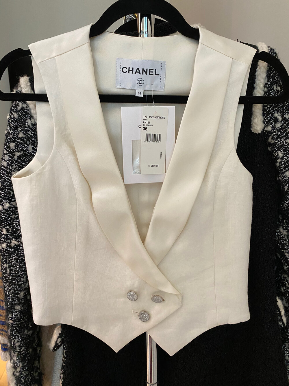 CHANEL Chanel Women's Grey and White Vest, poshbar