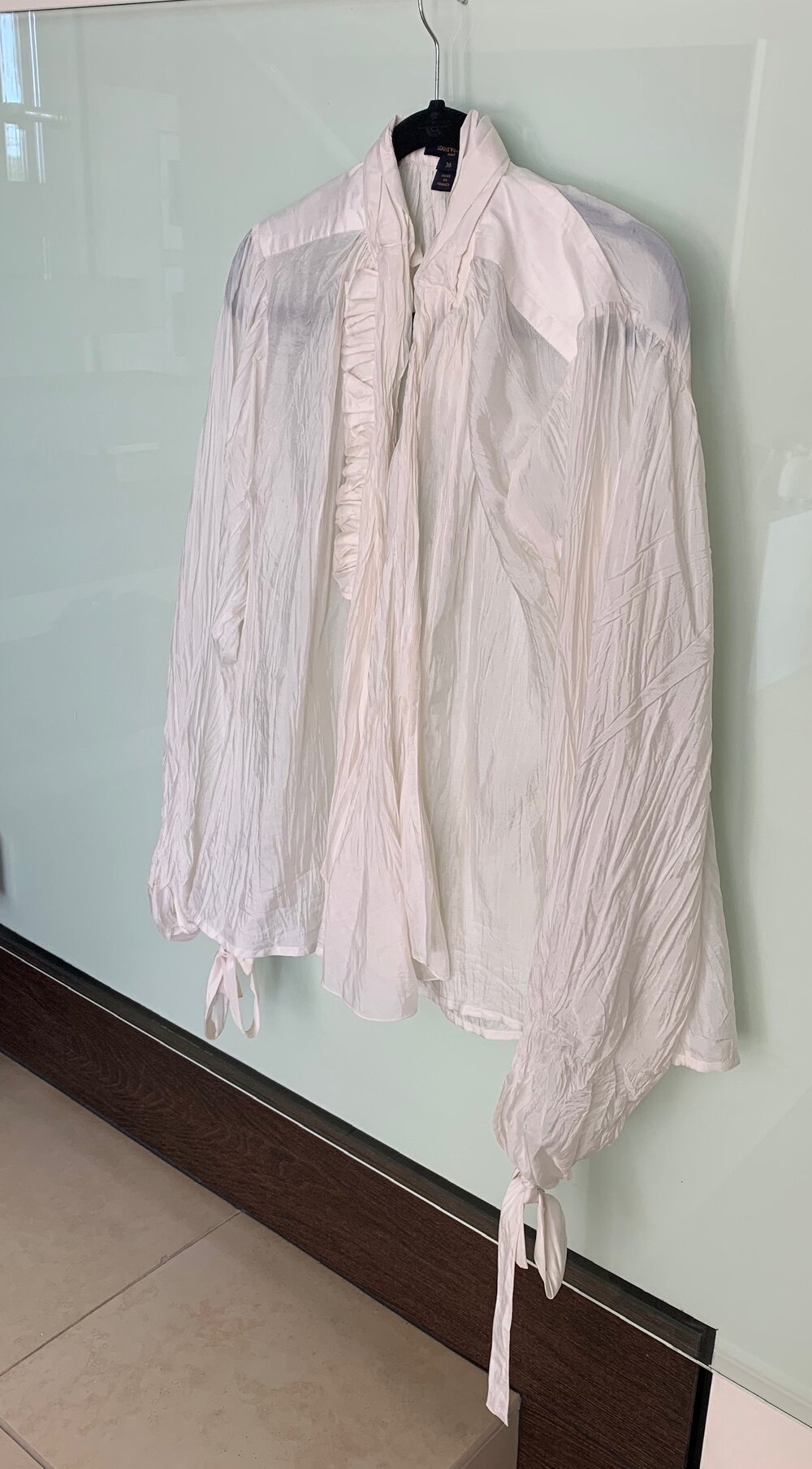 Louis Vuitton Silk White Ruffled Blouse — The Posh Pop-Up