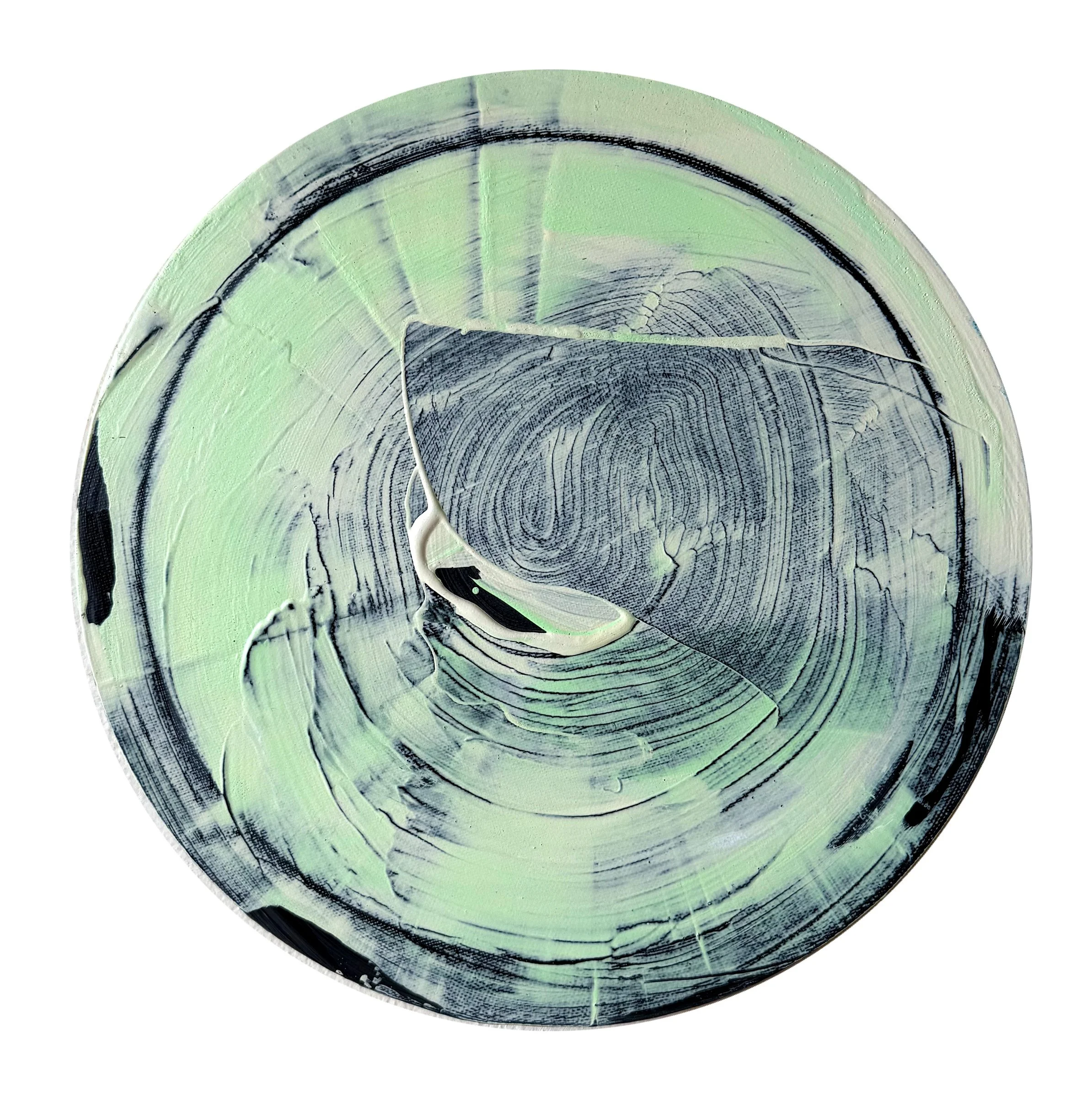  40 cm, acrylic and spray on canvas, 2025 