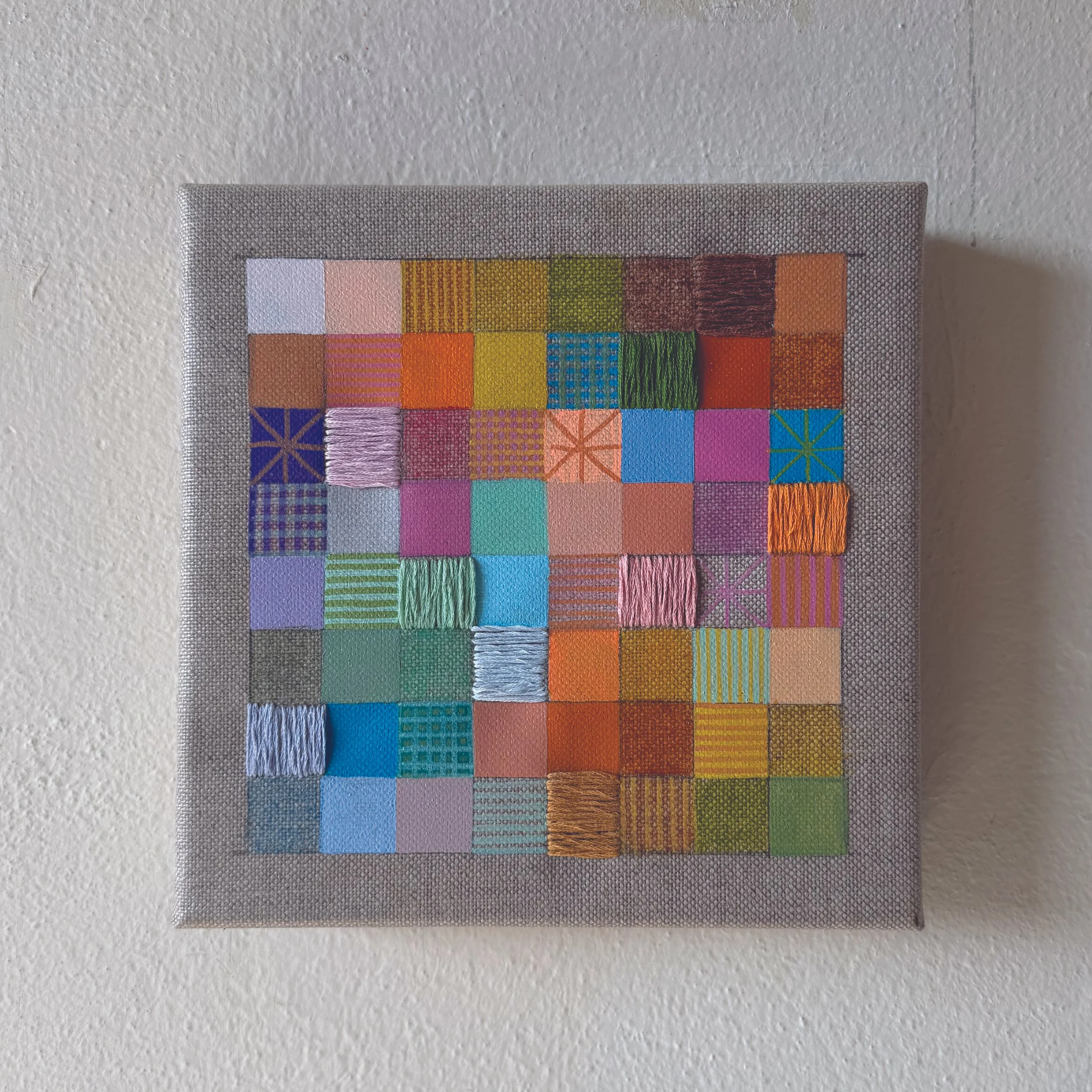  20×20 cm, acrylic and threads on linen canvas, 2025 