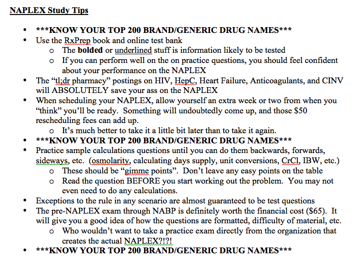 Pass Naplex Now Study Chart