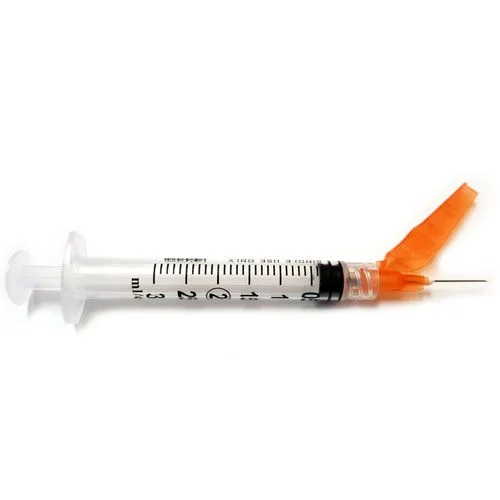 This is what a safety needle looks like. See how it can re-cap itself without the user risking a needle stick? ( Image )
