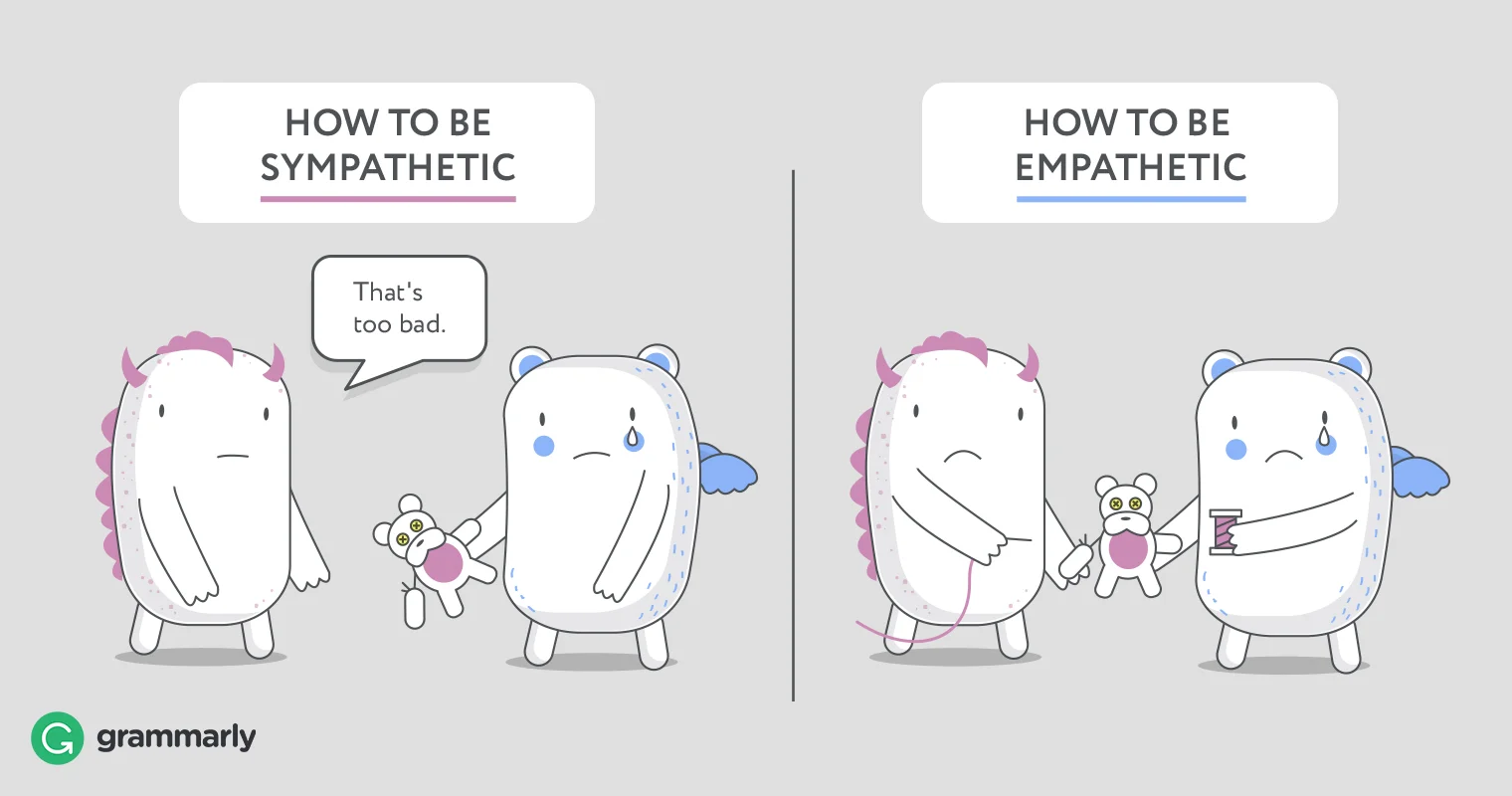 Sympathy-that sucks. Empathy-this really sucks for me too. (Image)