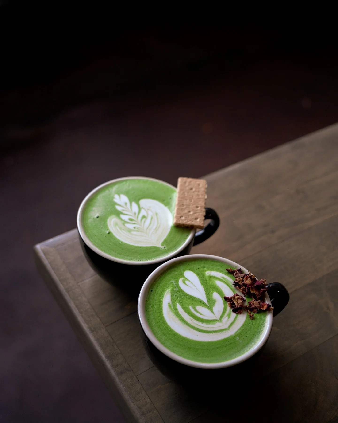 So we crafted some special matcha lattes for ya. 

First up we have the Cherry Pie Matcha, a redux of our Blueberry Pie Matcha. But with more of a 90s American crime drama twist.
Made with Spirit Matcha, Cherry Vanilla syrup, and topped with a Graham