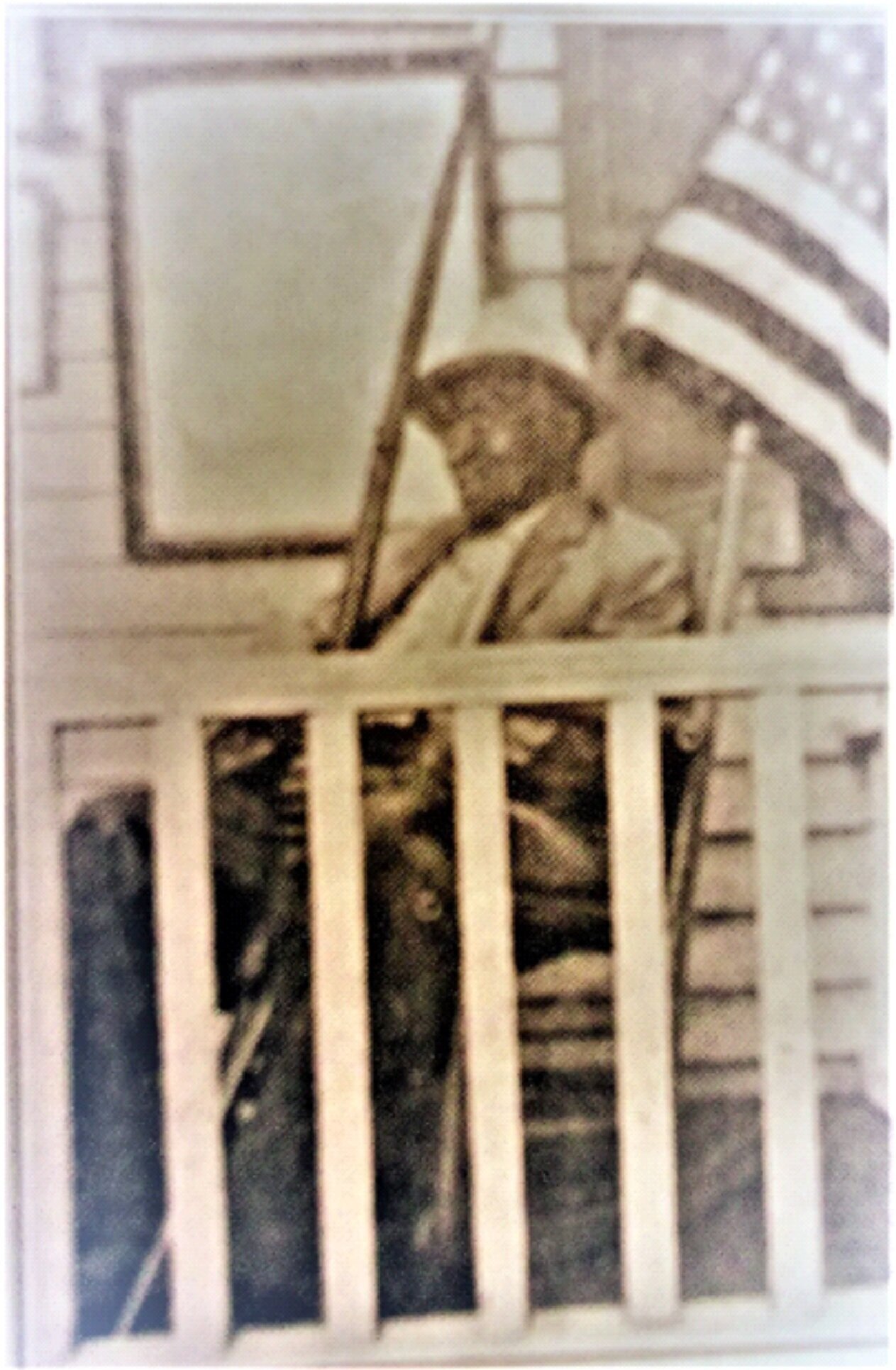 Photo of Sgt. George Asbhy on his porch with a rifle. Photo provided by John Fabiano from the Monmouth County Archives.