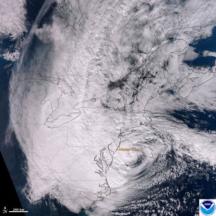 Satellite image of Superstorm Sandy courtesy of NOAA