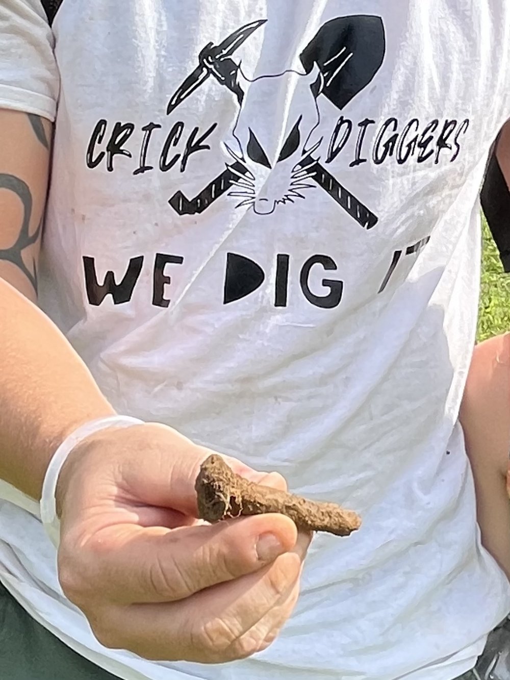 railroad spike found by father and son Travis and Travis Jr. Wyant , the "Brick Diggers"