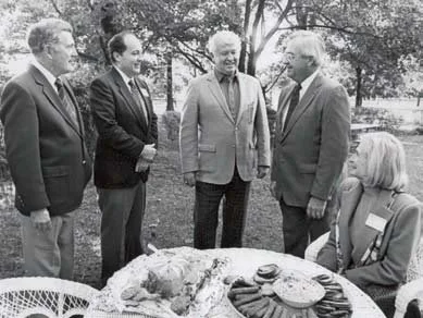    LEFT TO RIGHT: MCF Trustee George Illmensee (1930-2016), Jim Truncer, Monmouth County Freeholder Tom Powers (1934-2016), Freeholder Director Harry Larrison (1926-2005), and Judith Stanley Coleman among dignitaries at the Dorbrook Recreation Area dedication in 1985.      PHOTO COURTESY OF MCPS  