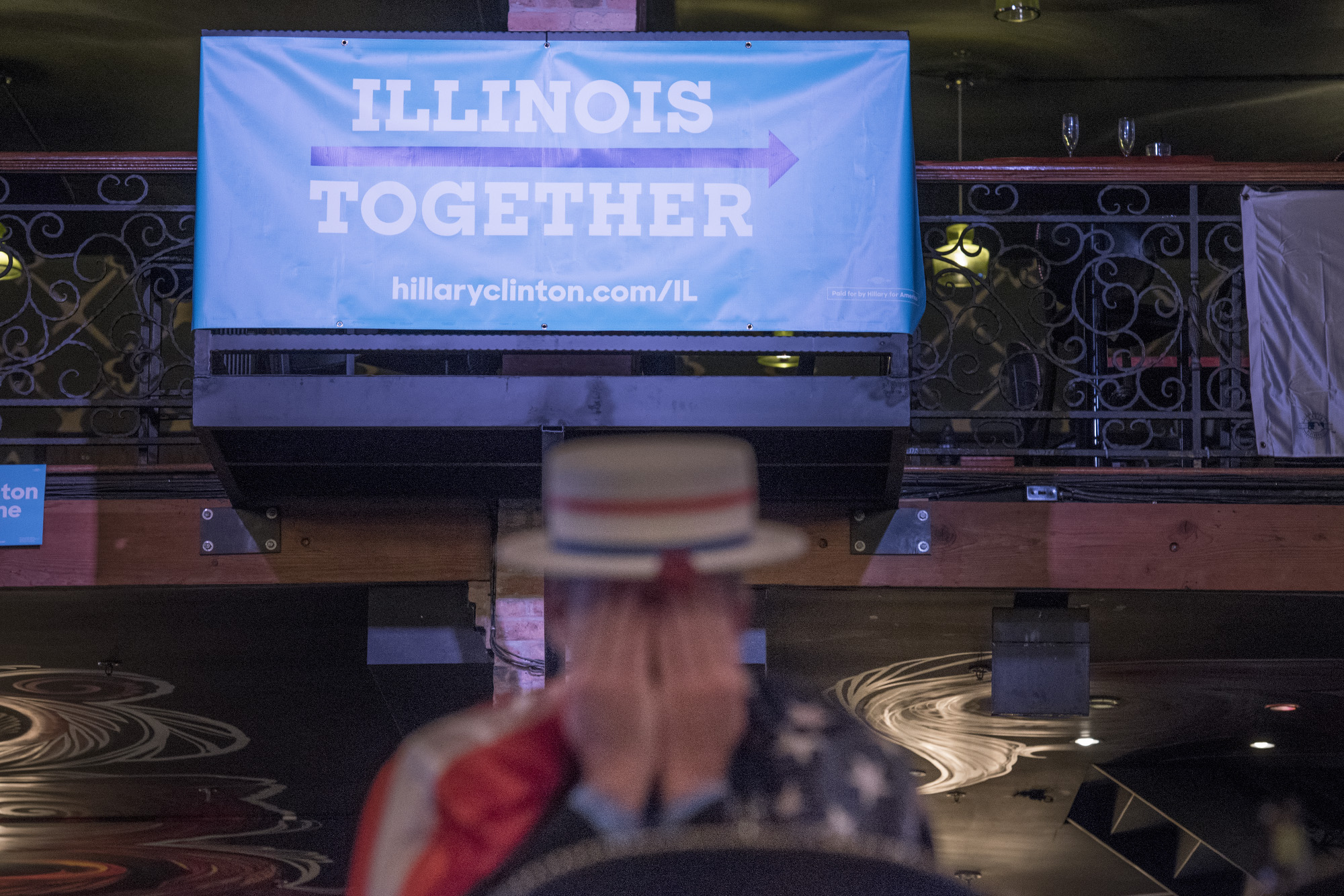 A Hillary Clinton supporter reacts to the election result at Moe's Cantina. After a long night, Donald Trump won the electoral vote as 45th President of United States.