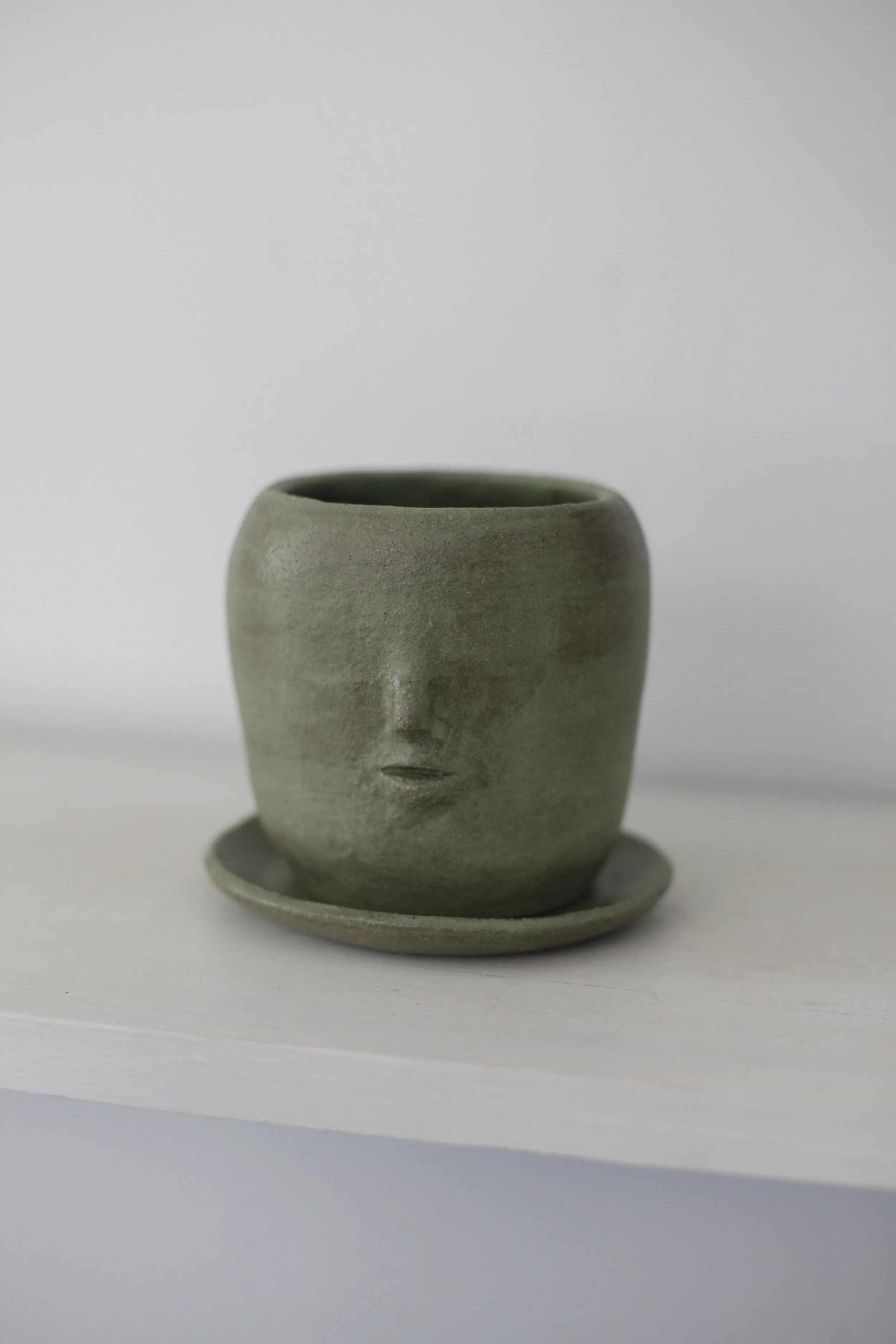 Face pot set in warm green - Made to order