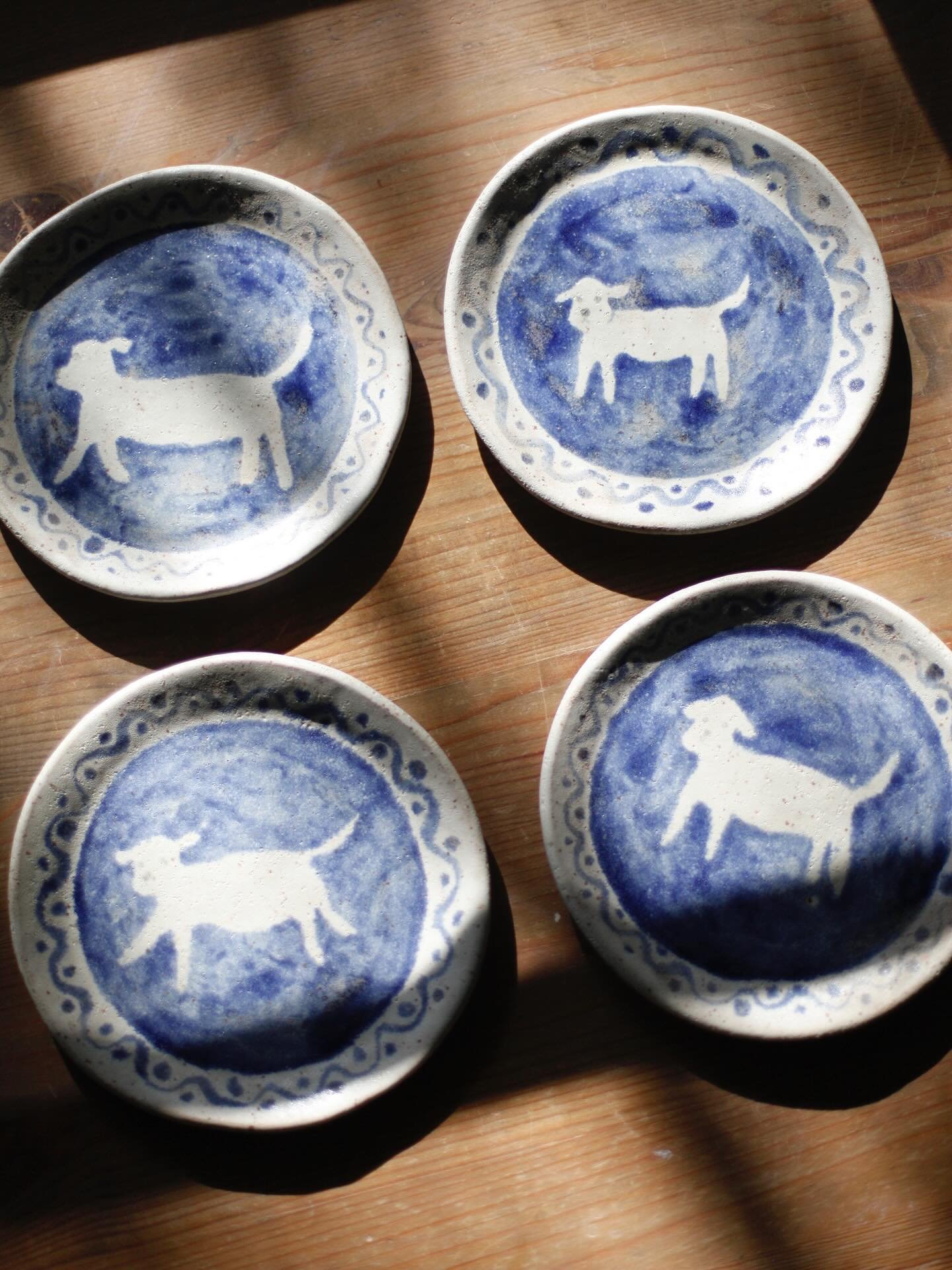 Companion dessert plates with cobalt accents. Approximately 7&rdquo; 💙 shop update 11am PT today.