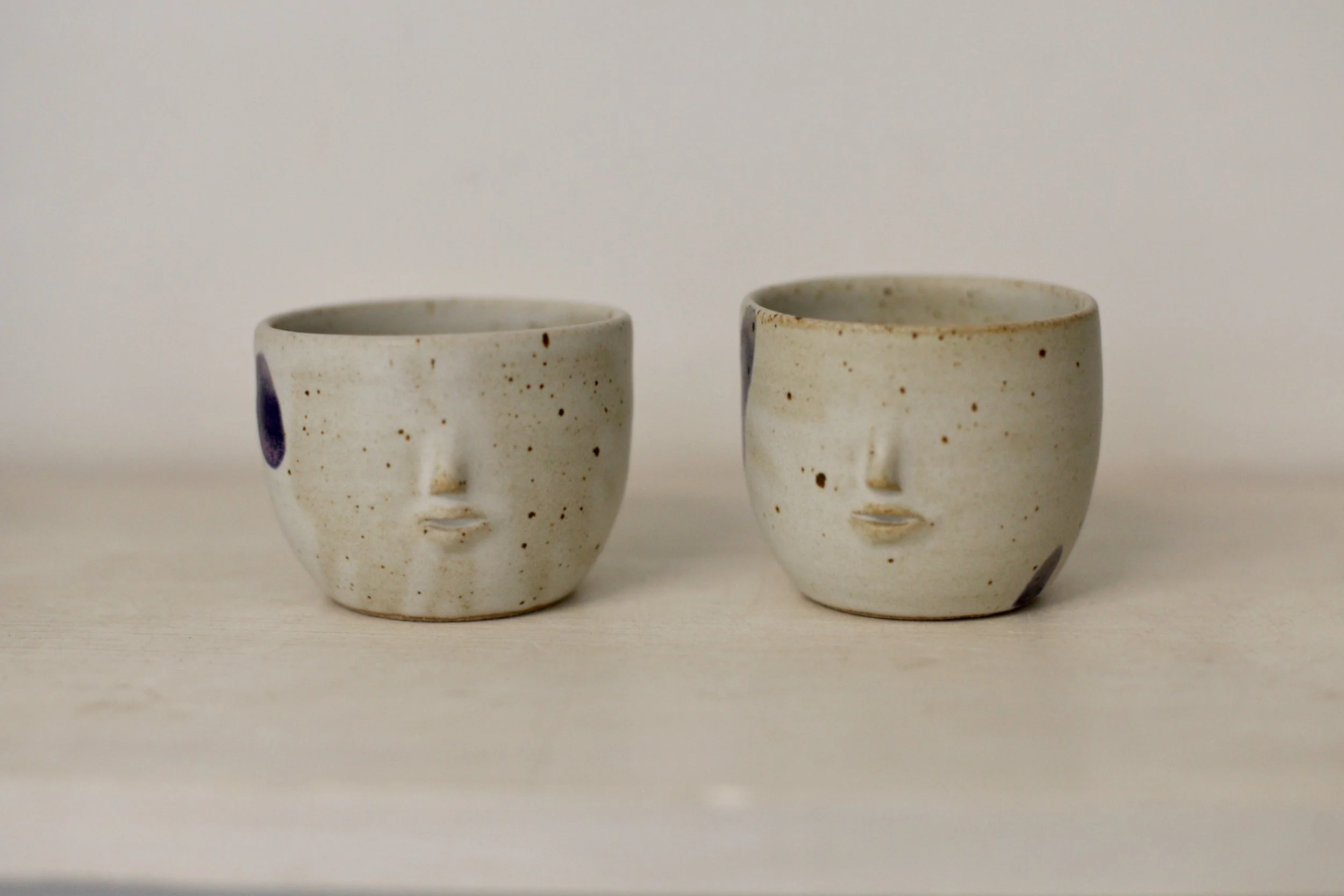 Face Tea Bowl Set in Matte White 2 - Ready to ship