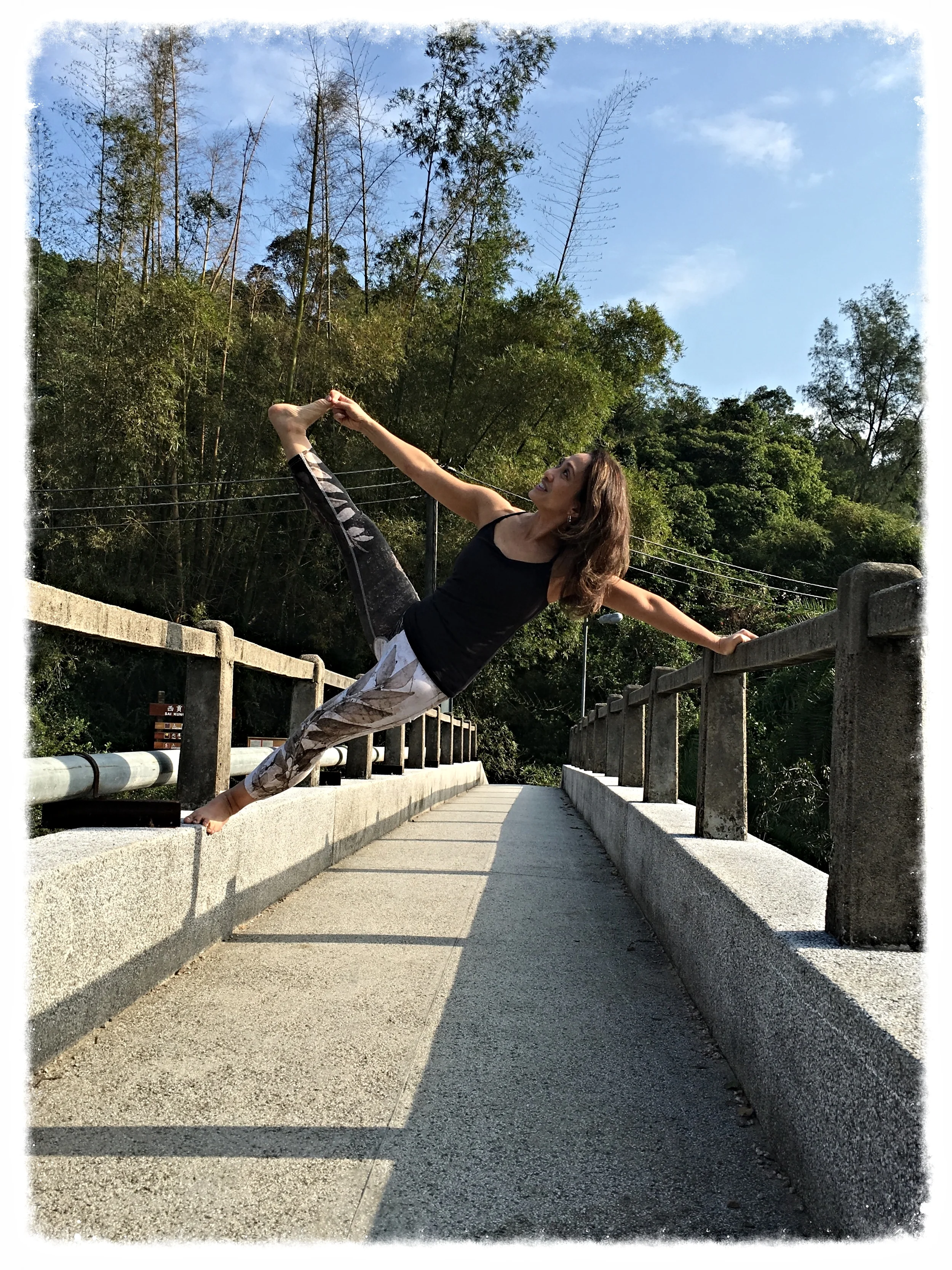 Side plank. Bridge towards hike trails, Hong Kong