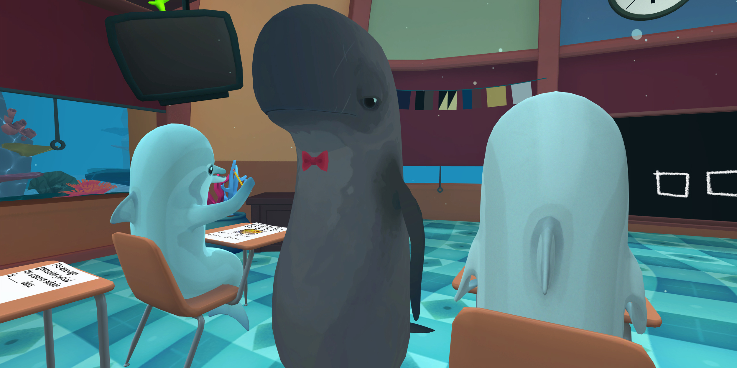 Professor Porpoise patrolling the class