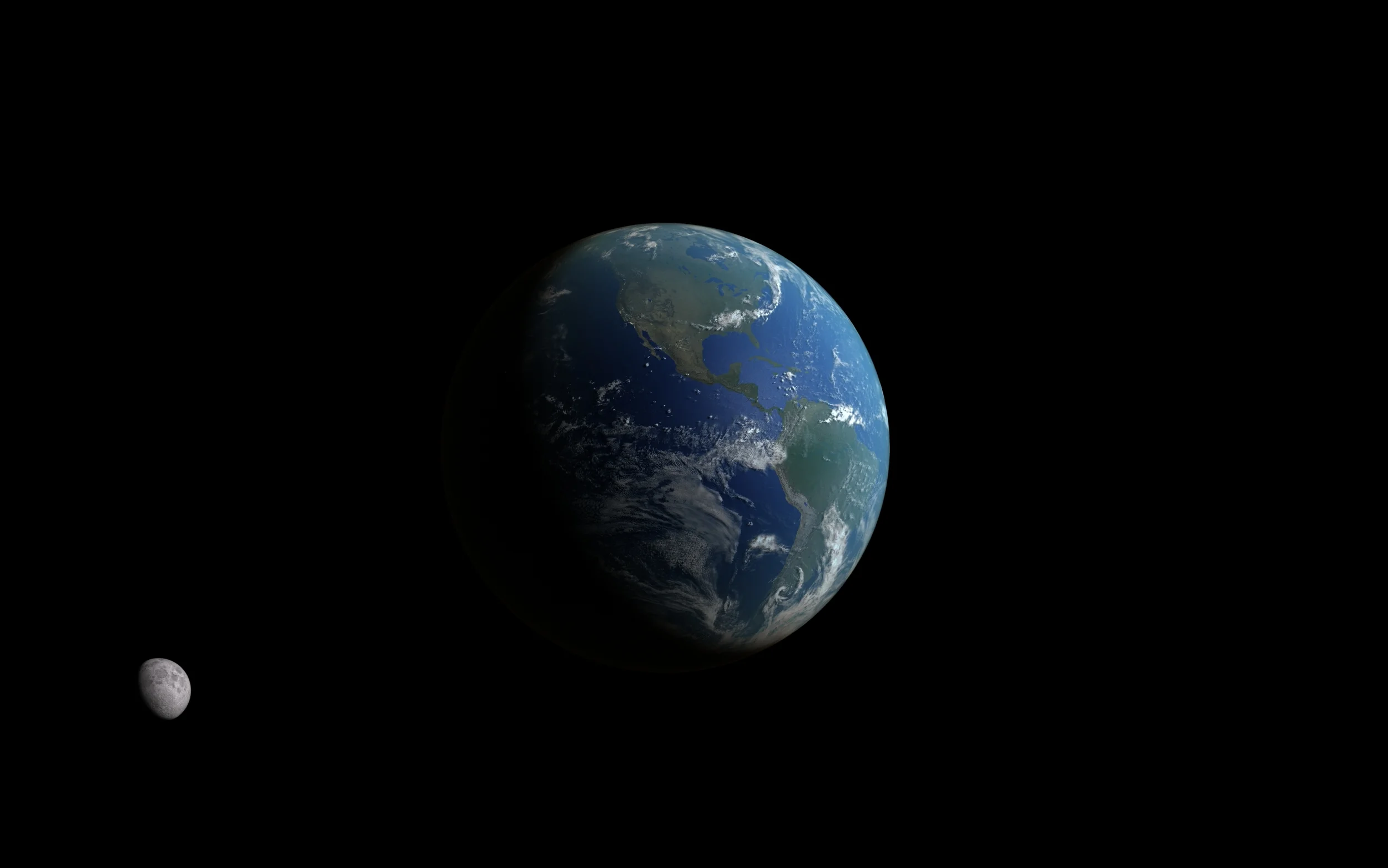 Earth and Moon, daytime gibbous.