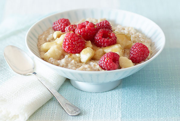 4. Small bowl of plain oatmeal topped with fresh berries