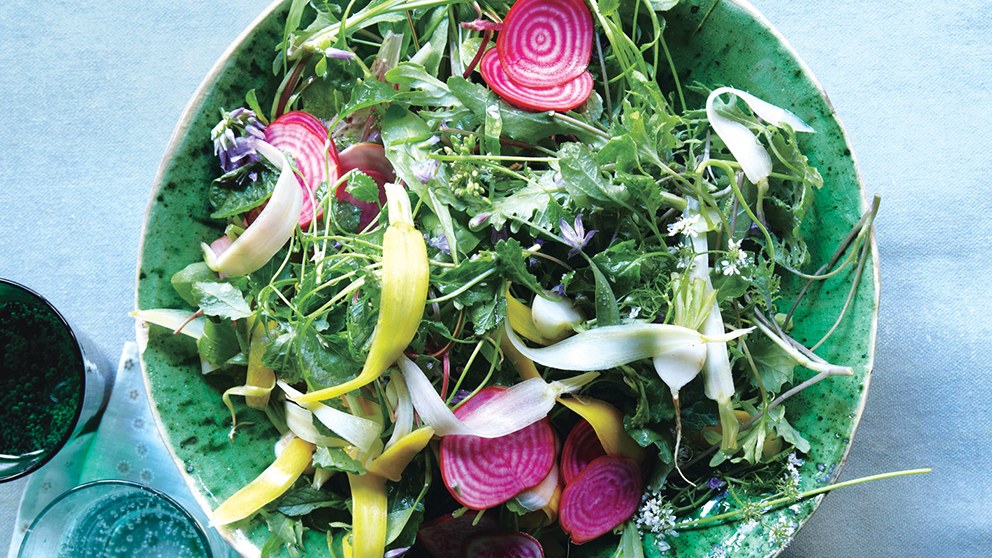 1. Spring Greens with Quick Pickled Vegetables. See recipe here .