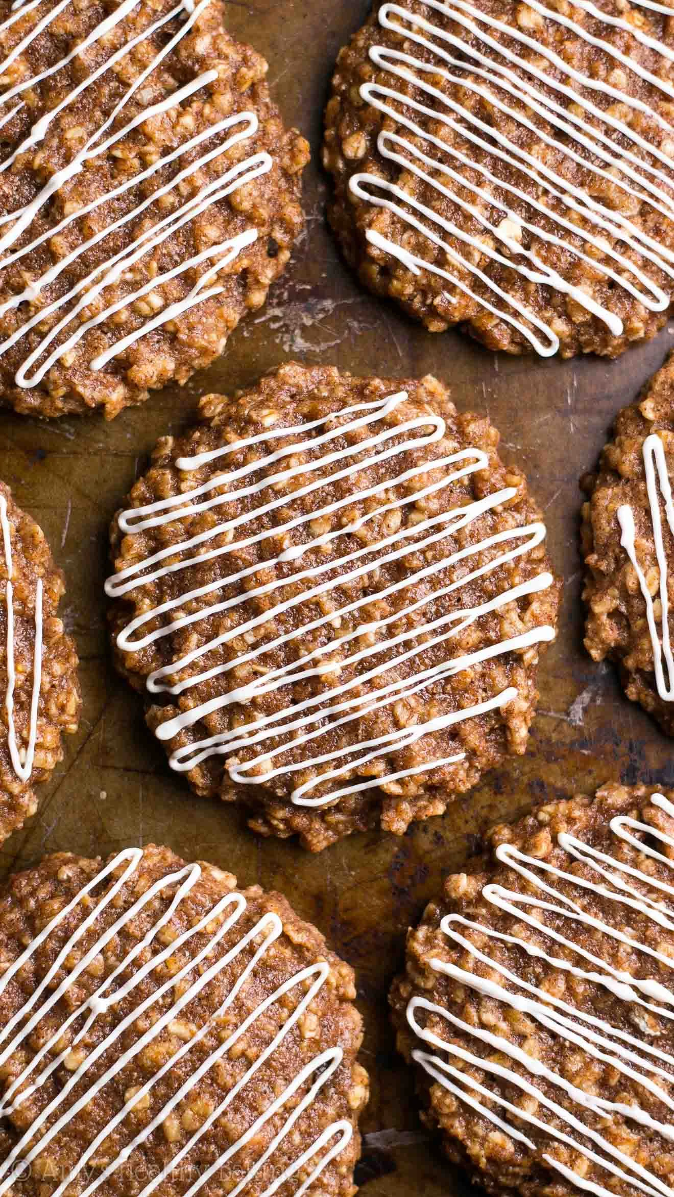 5. Cinnamon Roll Oatmeal Cookies. See recipe here .