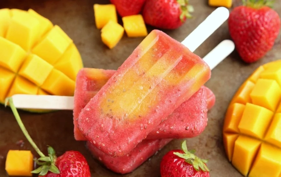1. Strawberry Mango Chia Popsicles Recipe. See recipe here.