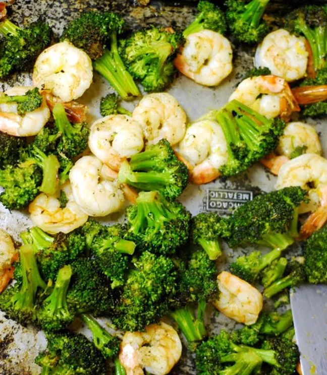 1. Roasted Broccoli With Shrimp . See recipe here .