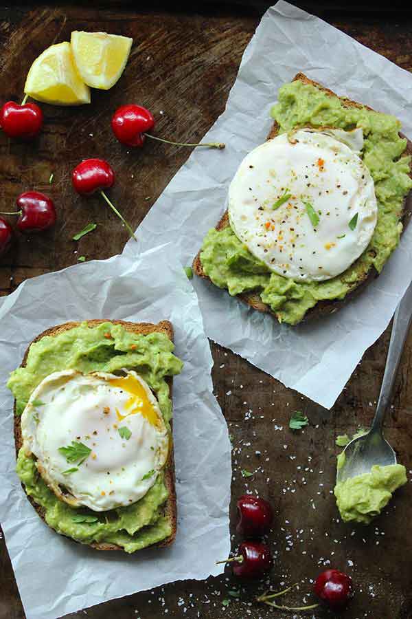1. Skinny Fried Egg and Avocado Toast. See recipe here .