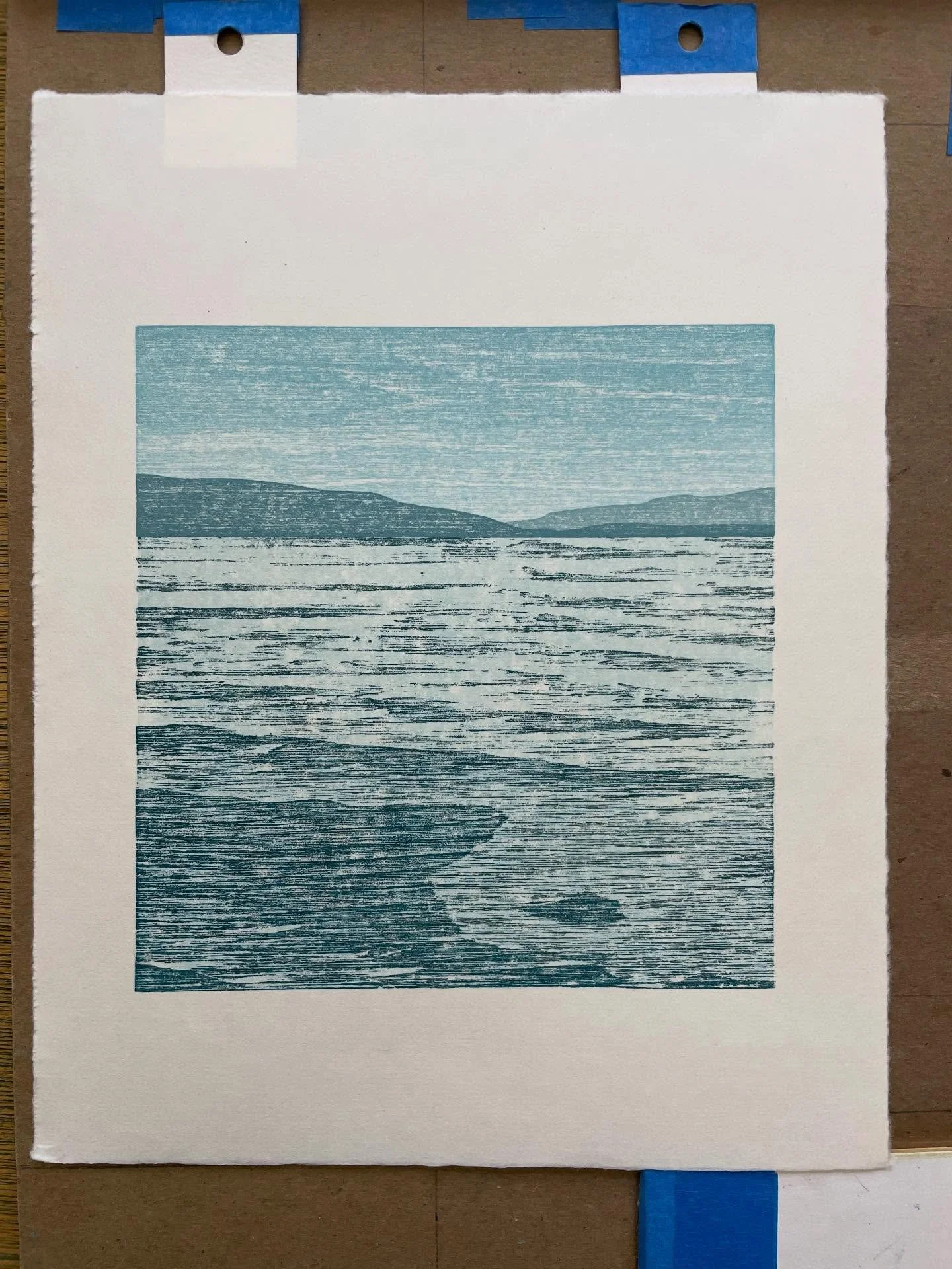 Two more layers to go! #sanjuanislands #lummiisland  #orcas #orcasisland #bellingham #bellinghamwa #printmaking #woodblock #ocean