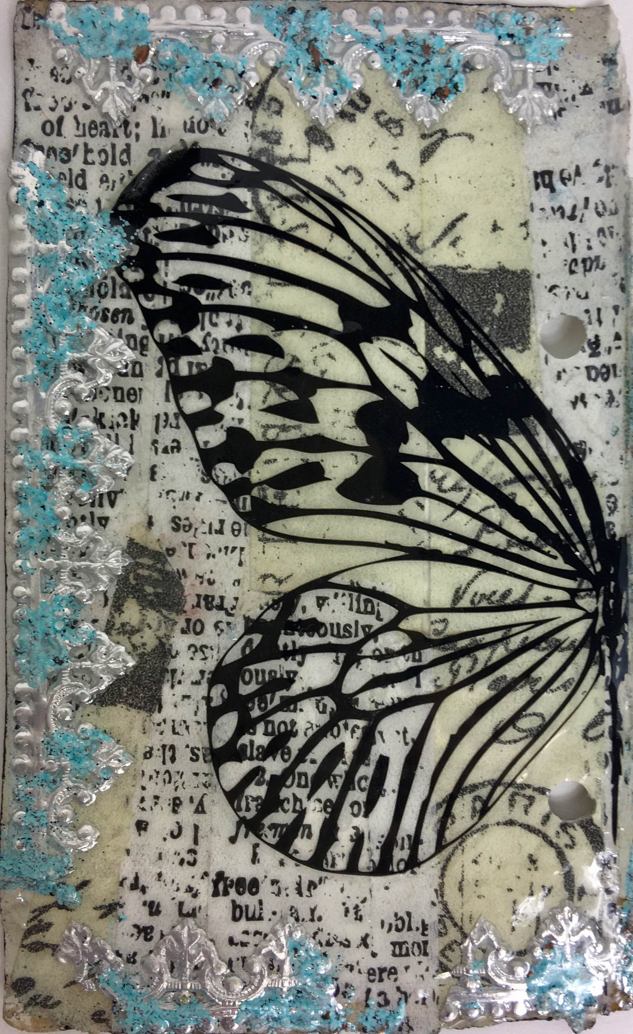Dresden adorned with Iced Enamels® and a clear butterfly sticker